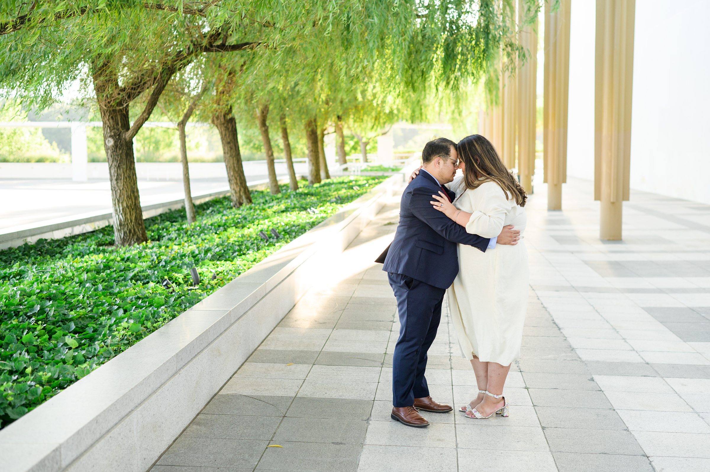 Engaged couple at the Kennedy Center for their summer engagement session Washington, D.C. photographed by Baltimore Wedding Photographer Cait Kramer Photography