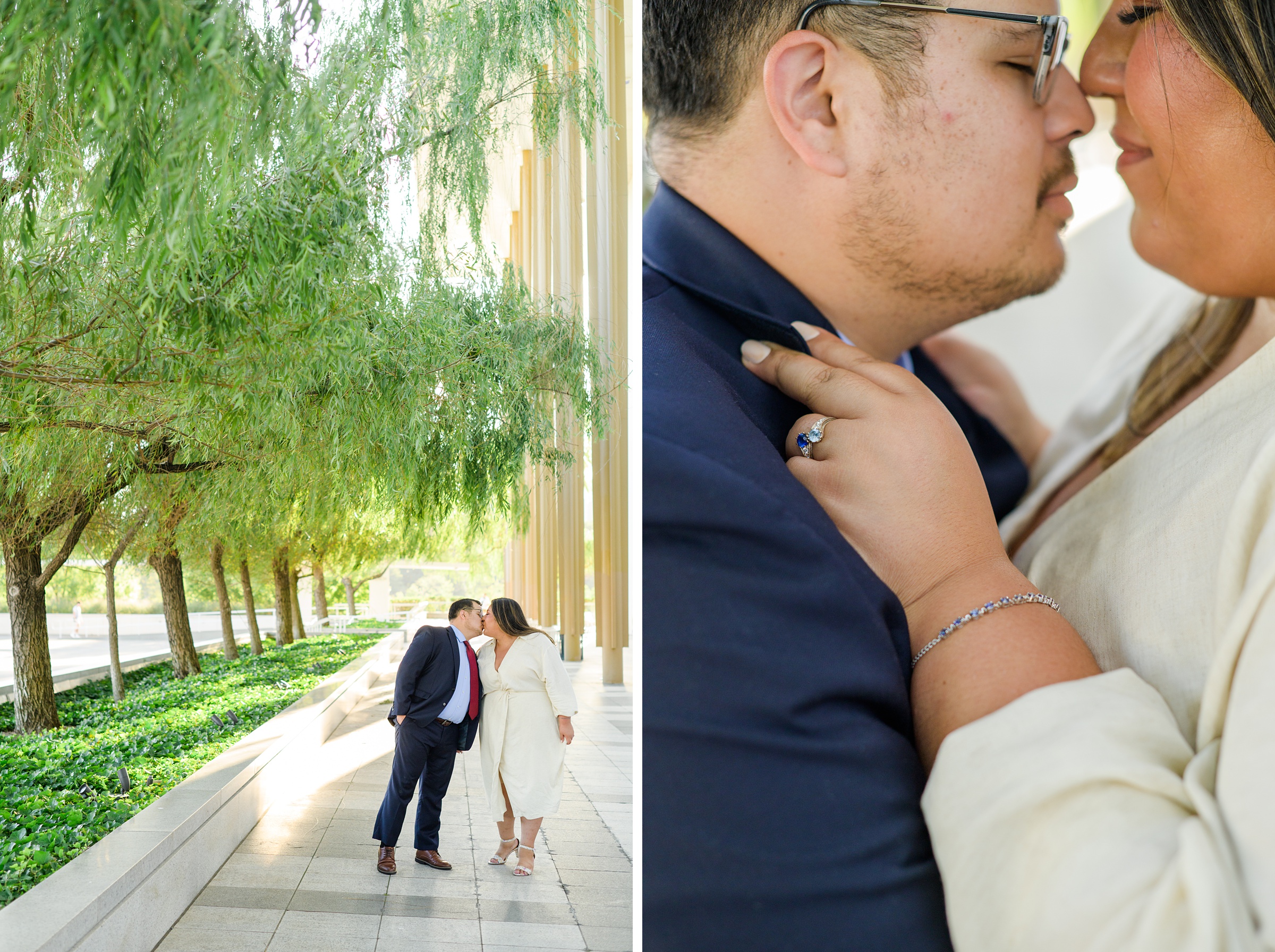 Engaged couple at the Kennedy Center for their summer engagement session Washington, D.C. photographed by Baltimore Wedding Photographer Cait Kramer Photography