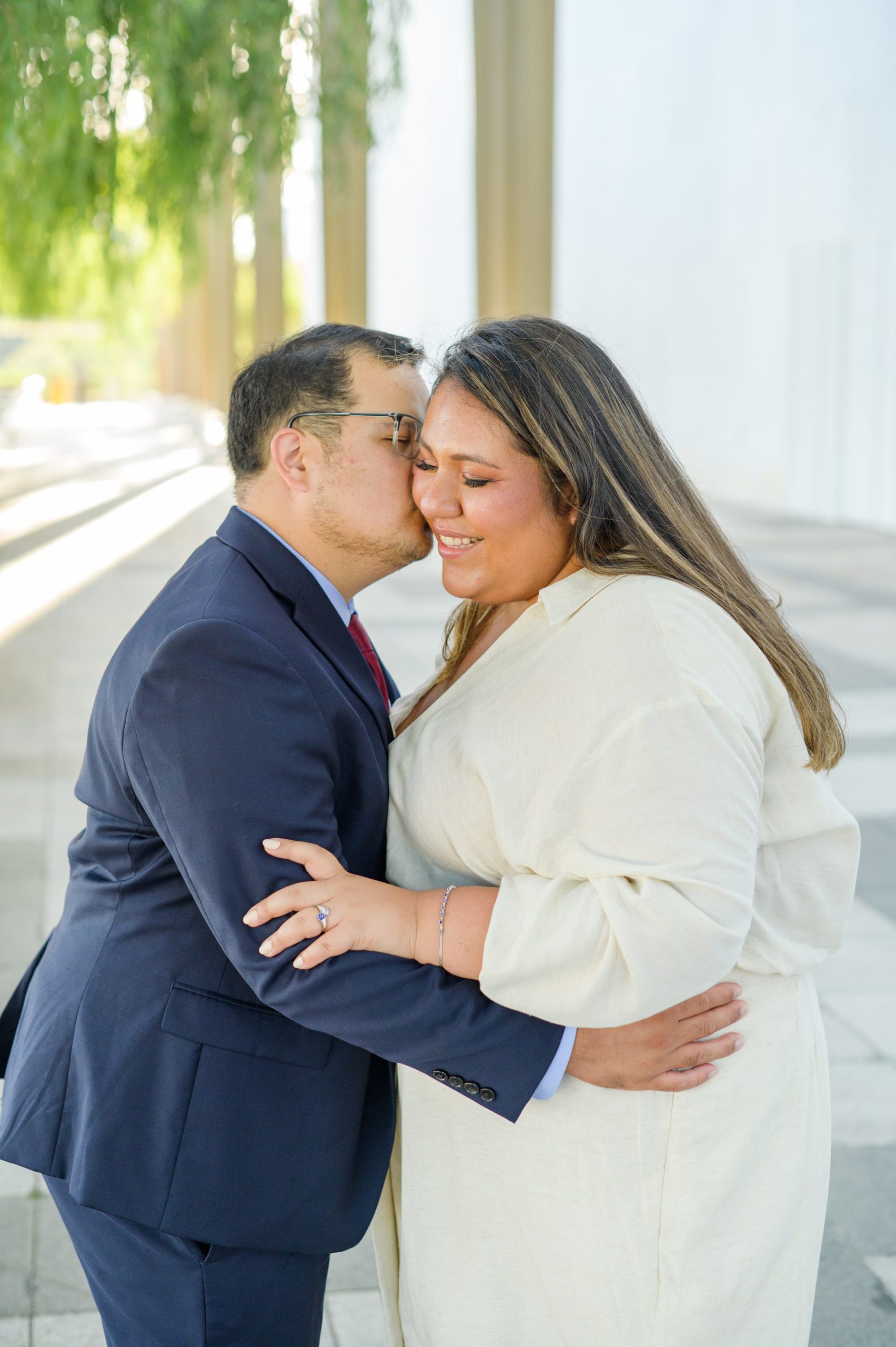 Engaged couple at the Kennedy Center for their summer engagement session Washington, D.C. photographed by Baltimore Wedding Photographer Cait Kramer Photography