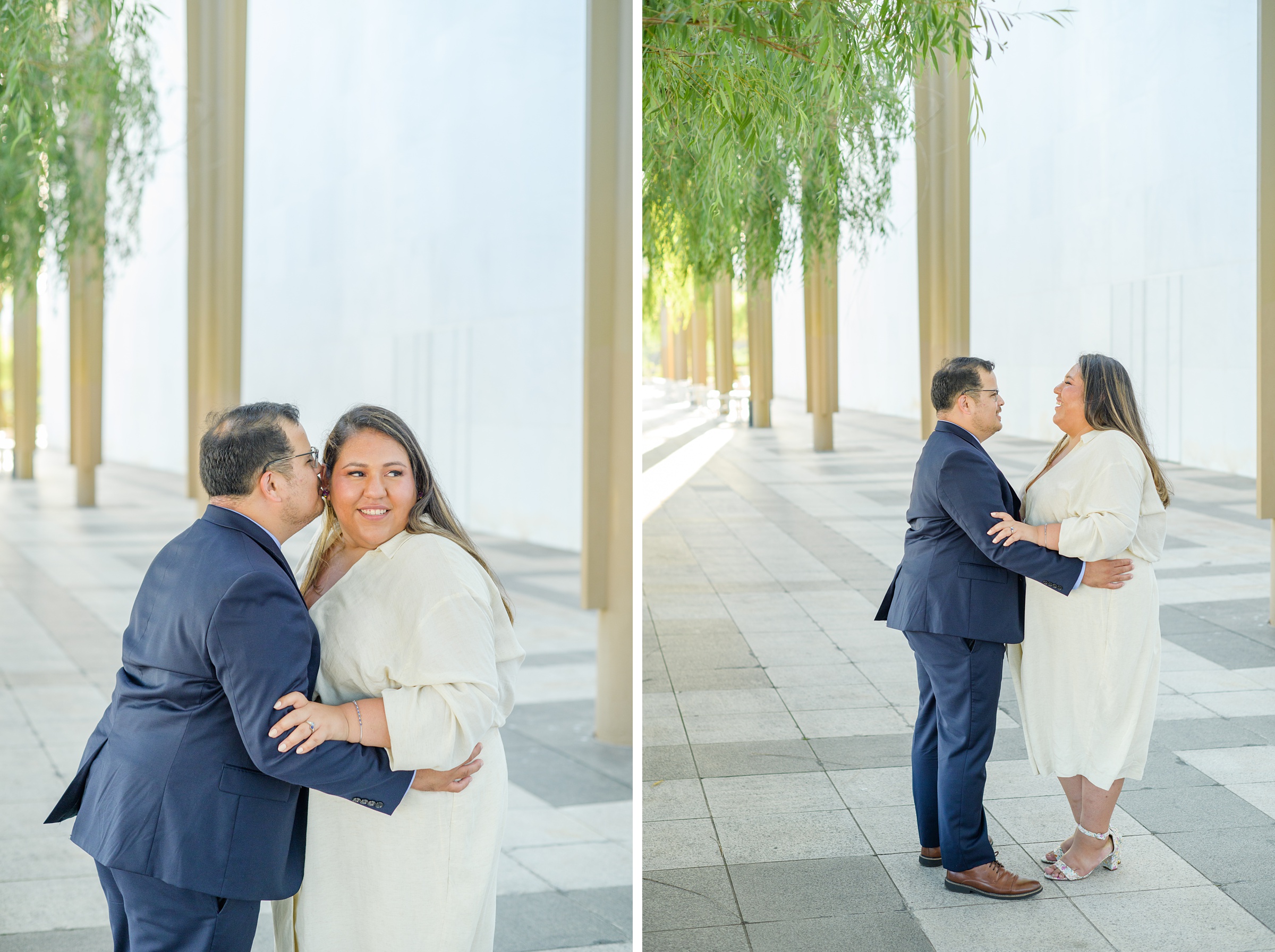 Engaged couple at the Kennedy Center for their summer engagement session Washington, D.C. photographed by Baltimore Wedding Photographer Cait Kramer Photography