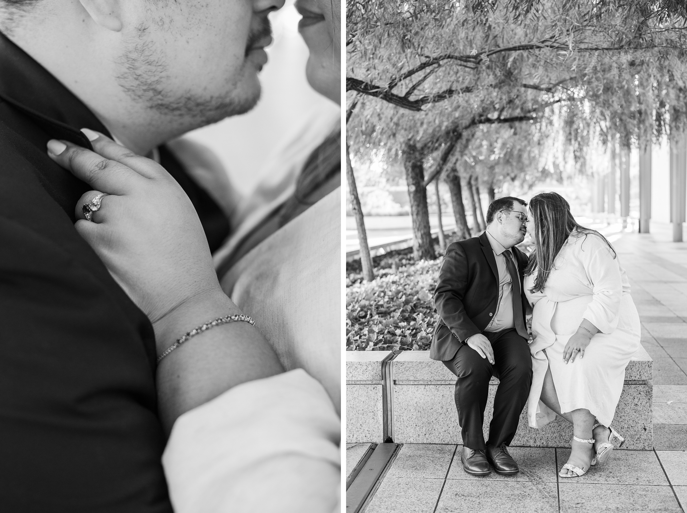 Engaged couple at the Kennedy Center for their summer engagement session Washington, D.C. photographed by Baltimore Wedding Photographer Cait Kramer Photography