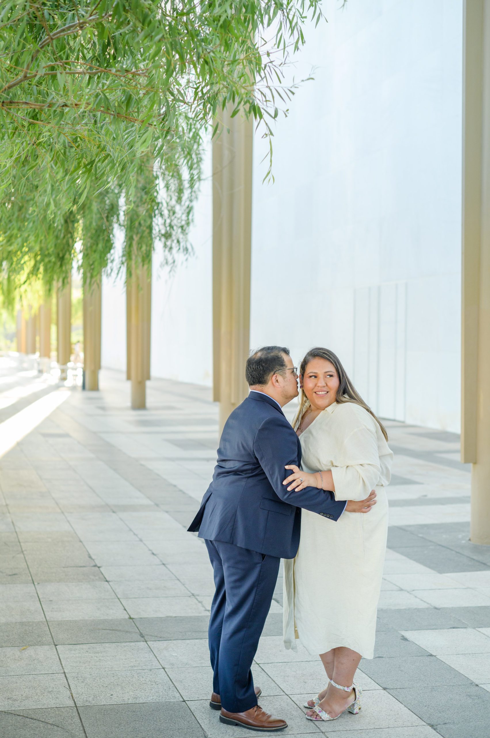 Engaged couple at the Kennedy Center for their summer engagement session Washington, D.C. photographed by Baltimore Wedding Photographer Cait Kramer Photography