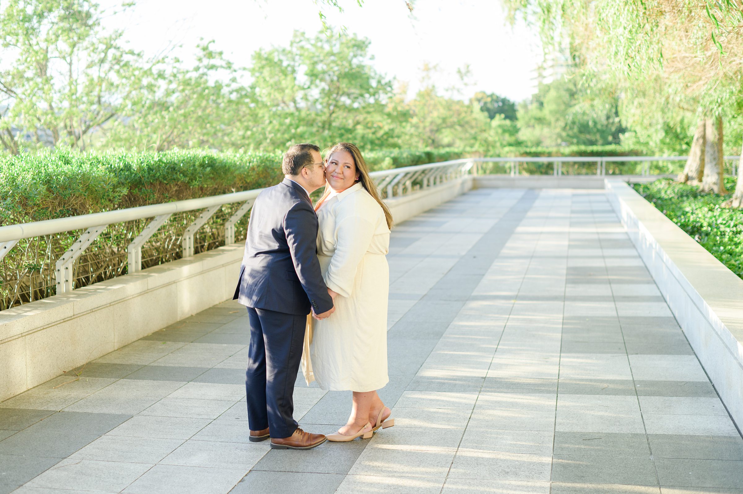 Engaged couple at the Kennedy Center for their summer engagement session Washington, D.C. photographed by Baltimore Wedding Photographer Cait Kramer Photography