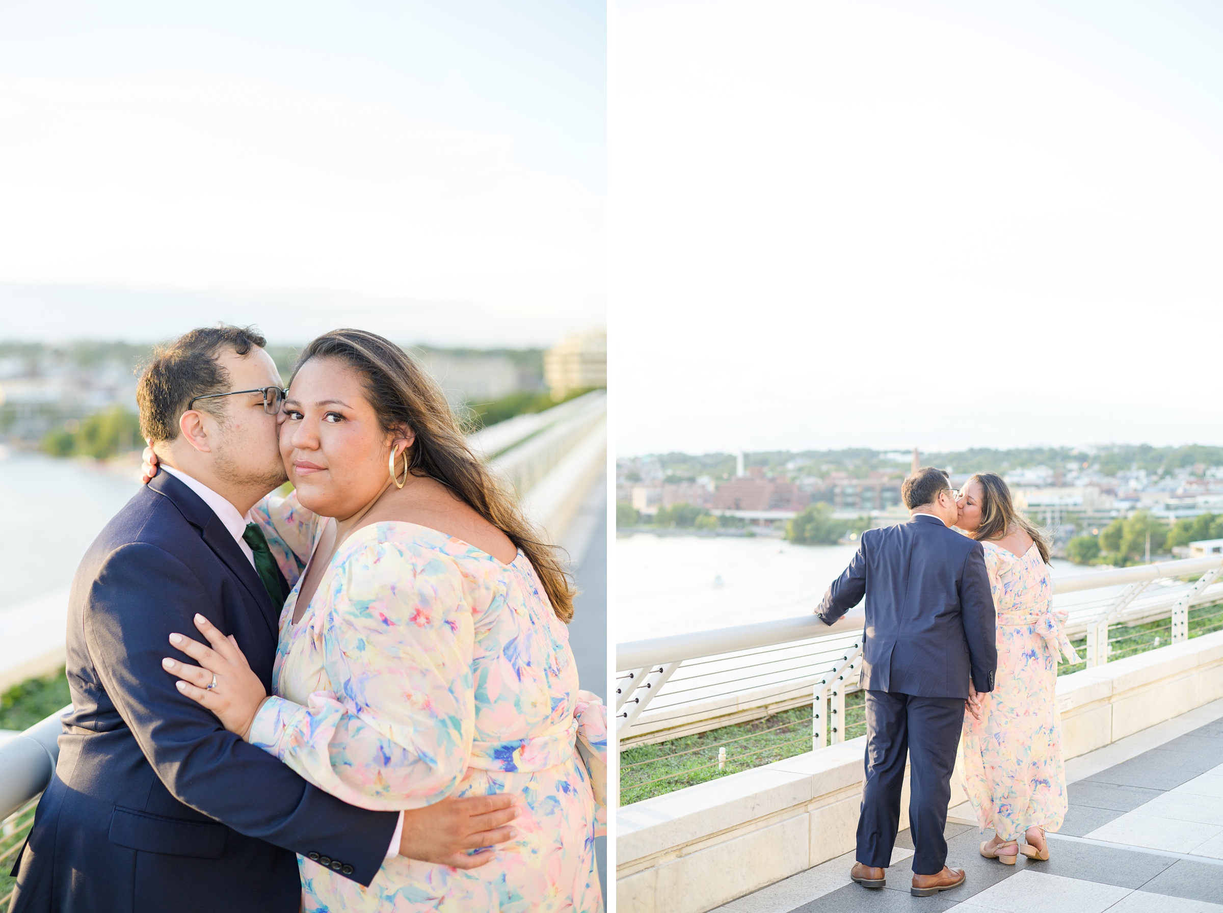 Engaged couple at the Kennedy Center for their summer engagement session Washington, D.C. photographed by Baltimore Wedding Photographer Cait Kramer Photography