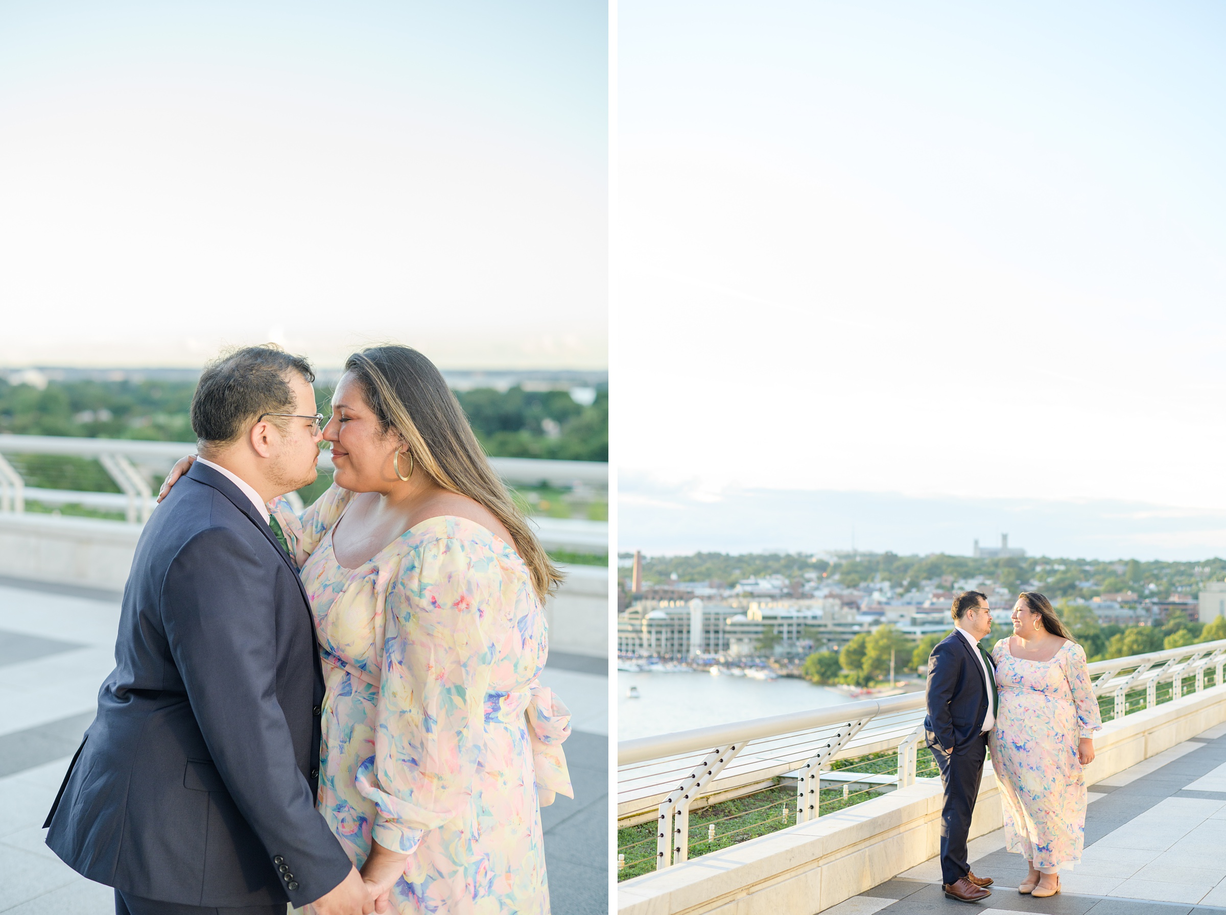 Engaged couple at the Kennedy Center for their summer engagement session Washington, D.C. photographed by Baltimore Wedding Photographer Cait Kramer Photography