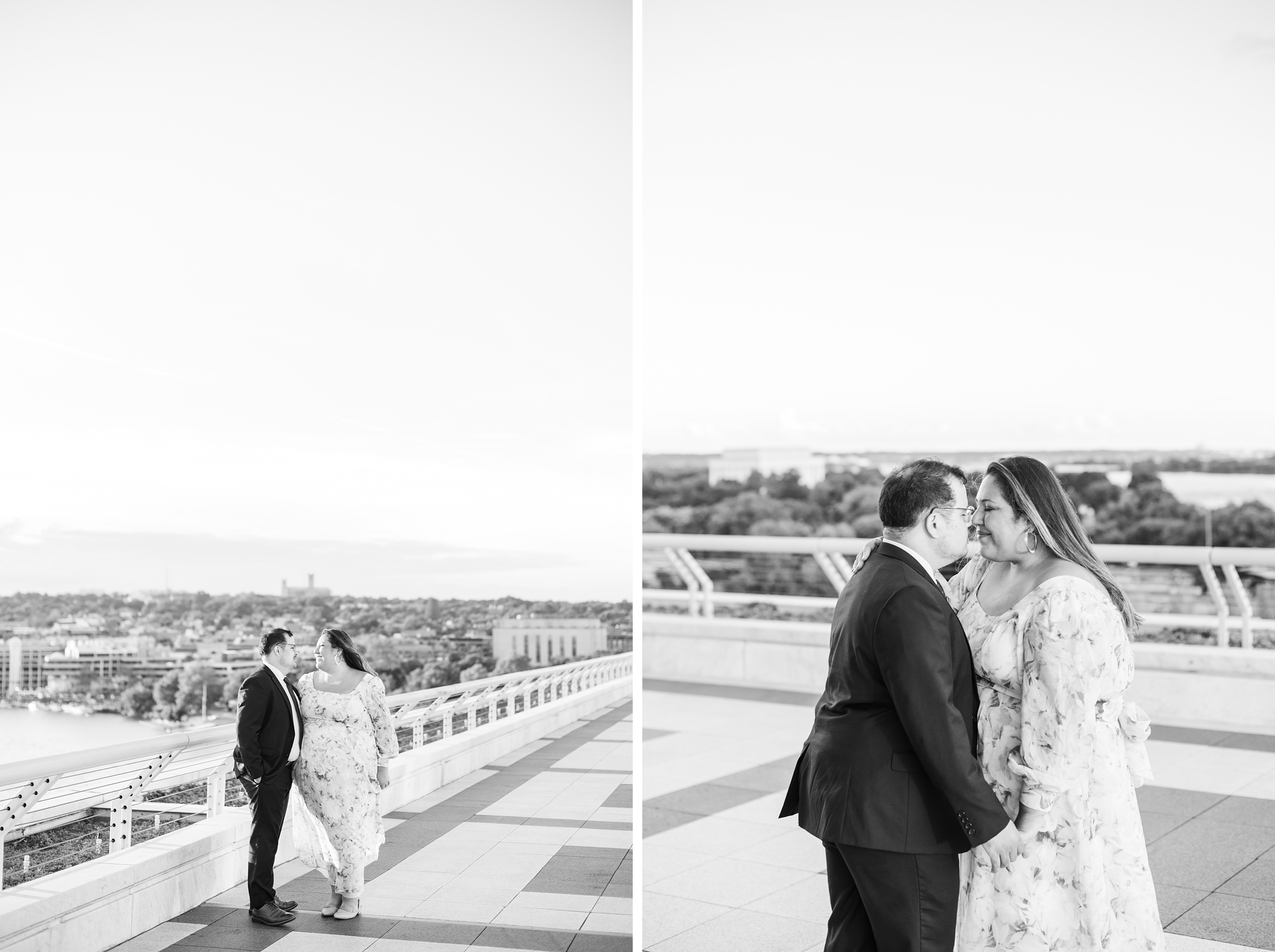 Engaged couple at the Kennedy Center for their summer engagement session Washington, D.C. photographed by Baltimore Wedding Photographer Cait Kramer Photography