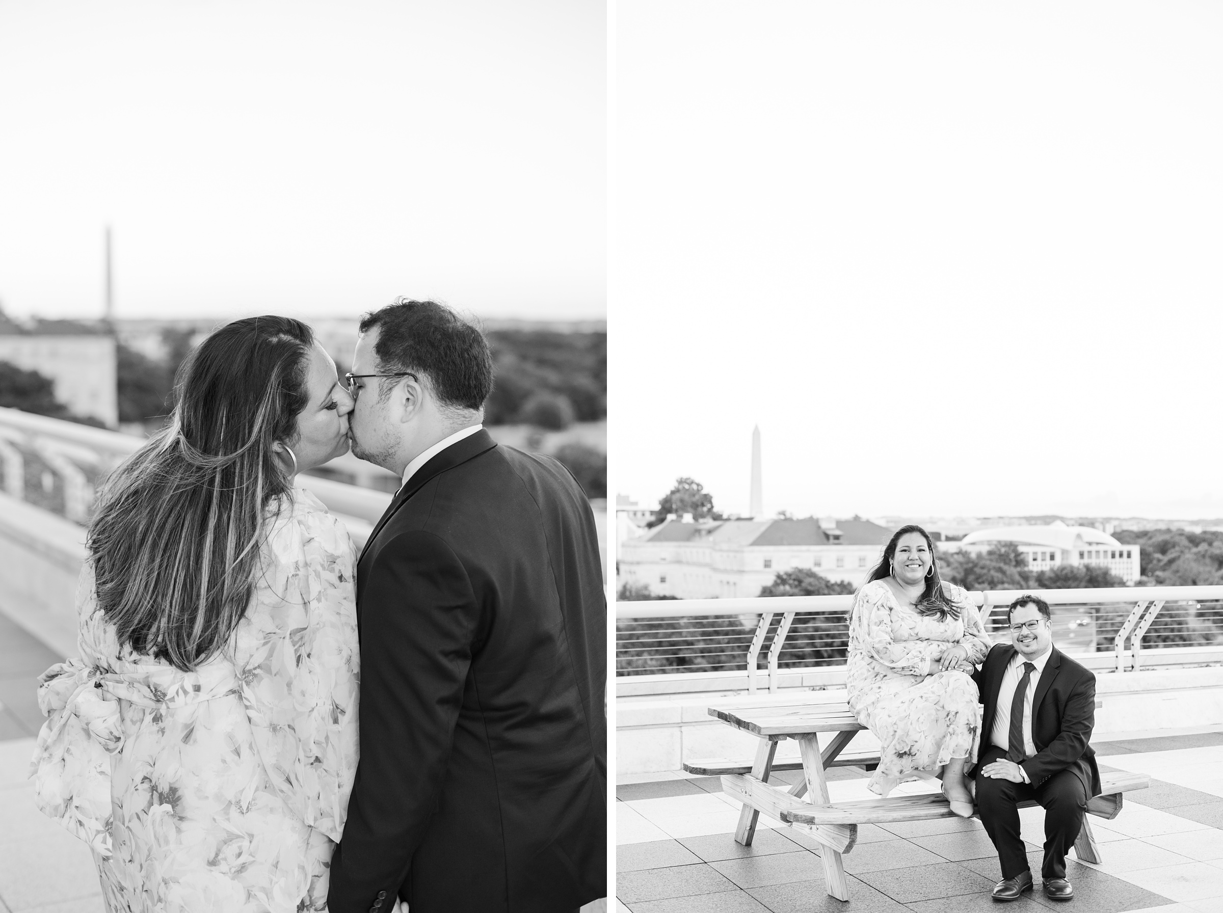 Engaged couple at the Kennedy Center for their summer engagement session Washington, D.C. photographed by Baltimore Wedding Photographer Cait Kramer Photography