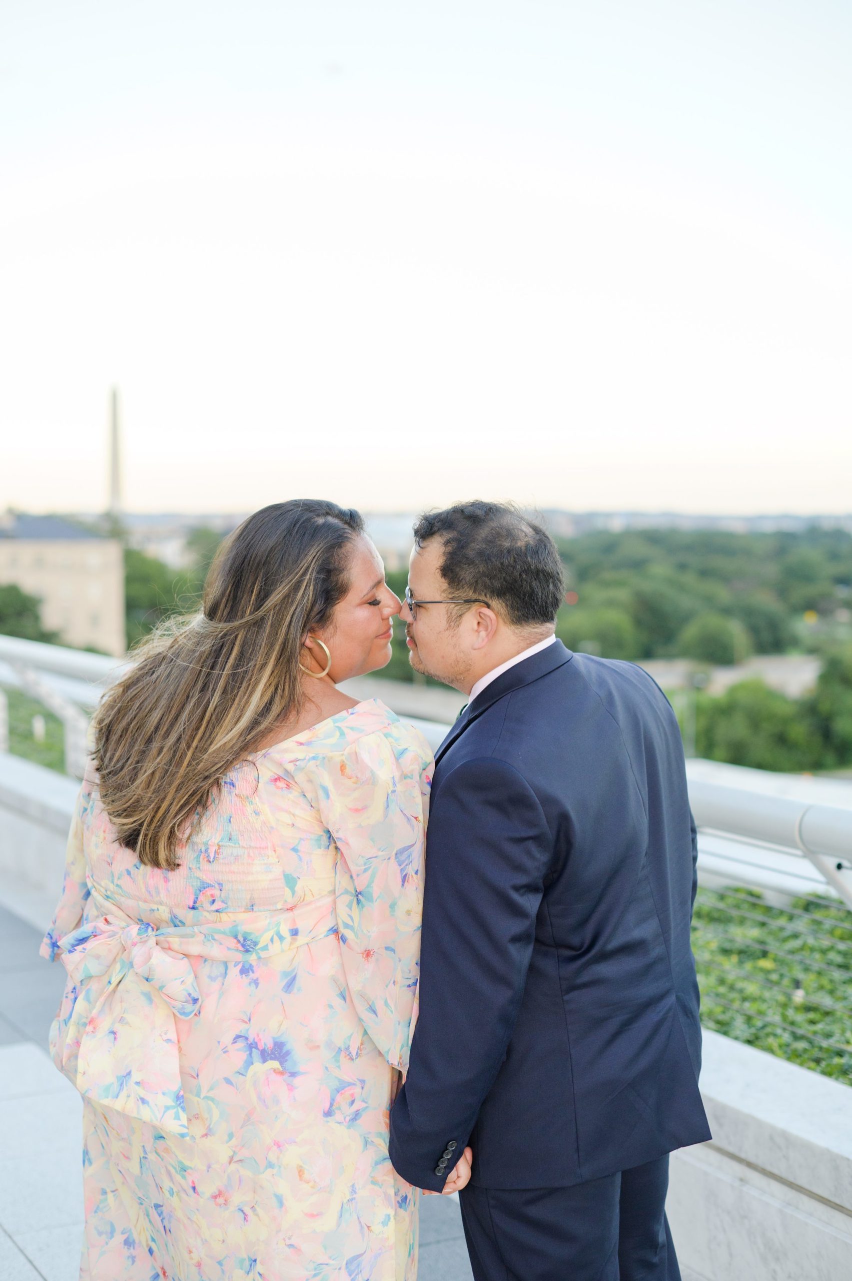 Engaged couple at the Kennedy Center for their summer engagement session Washington, D.C. photographed by Baltimore Wedding Photographer Cait Kramer Photography