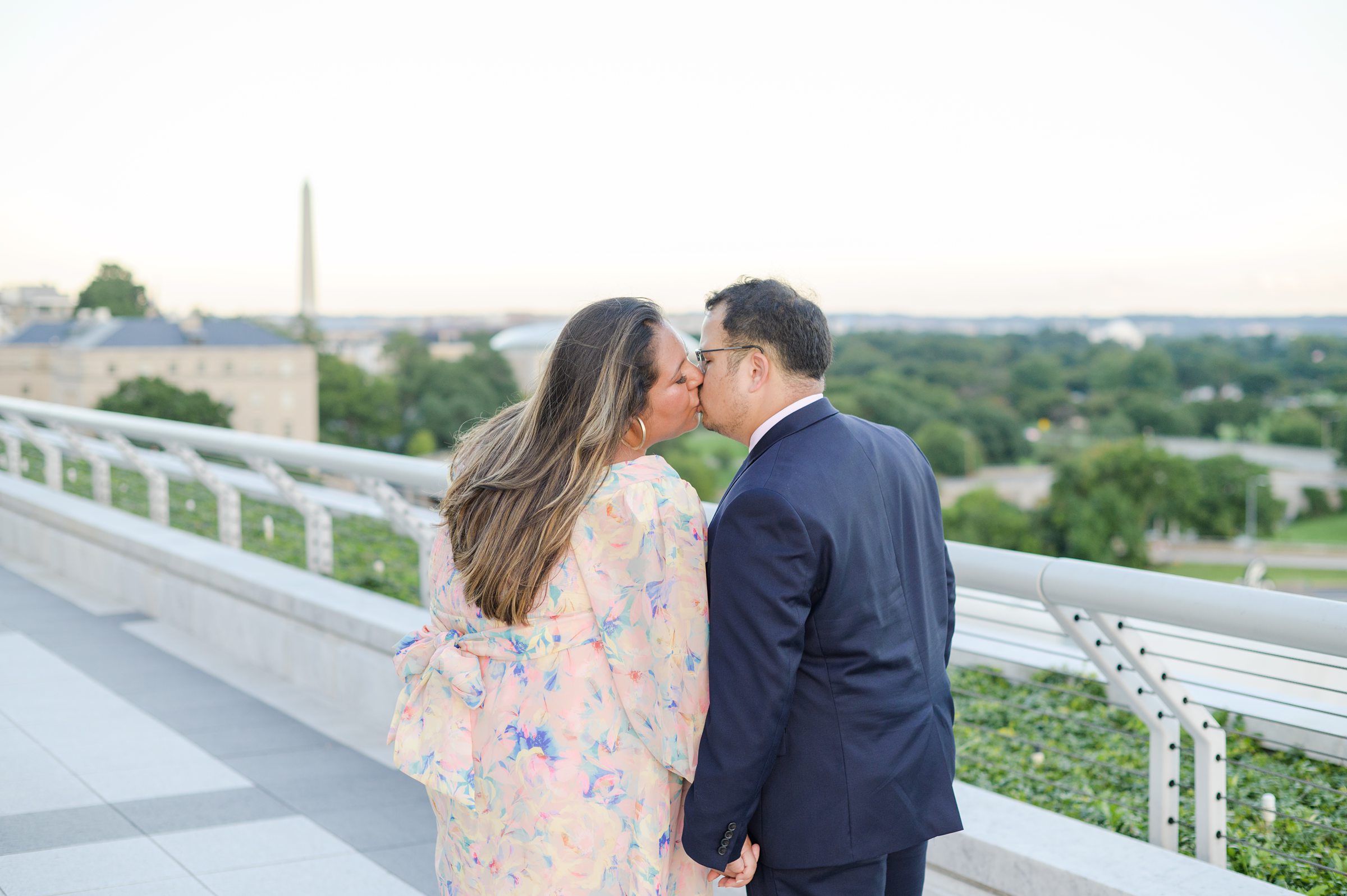 Engaged couple at the Kennedy Center for their summer engagement session Washington, D.C. photographed by Baltimore Wedding Photographer Cait Kramer Photography