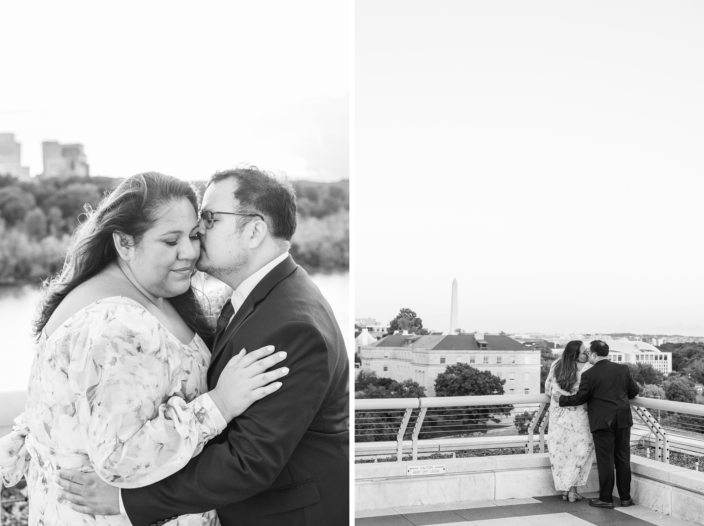 Engaged couple at the Kennedy Center for their summer engagement session Washington, D.C. photographed by Baltimore Wedding Photographer Cait Kramer Photography