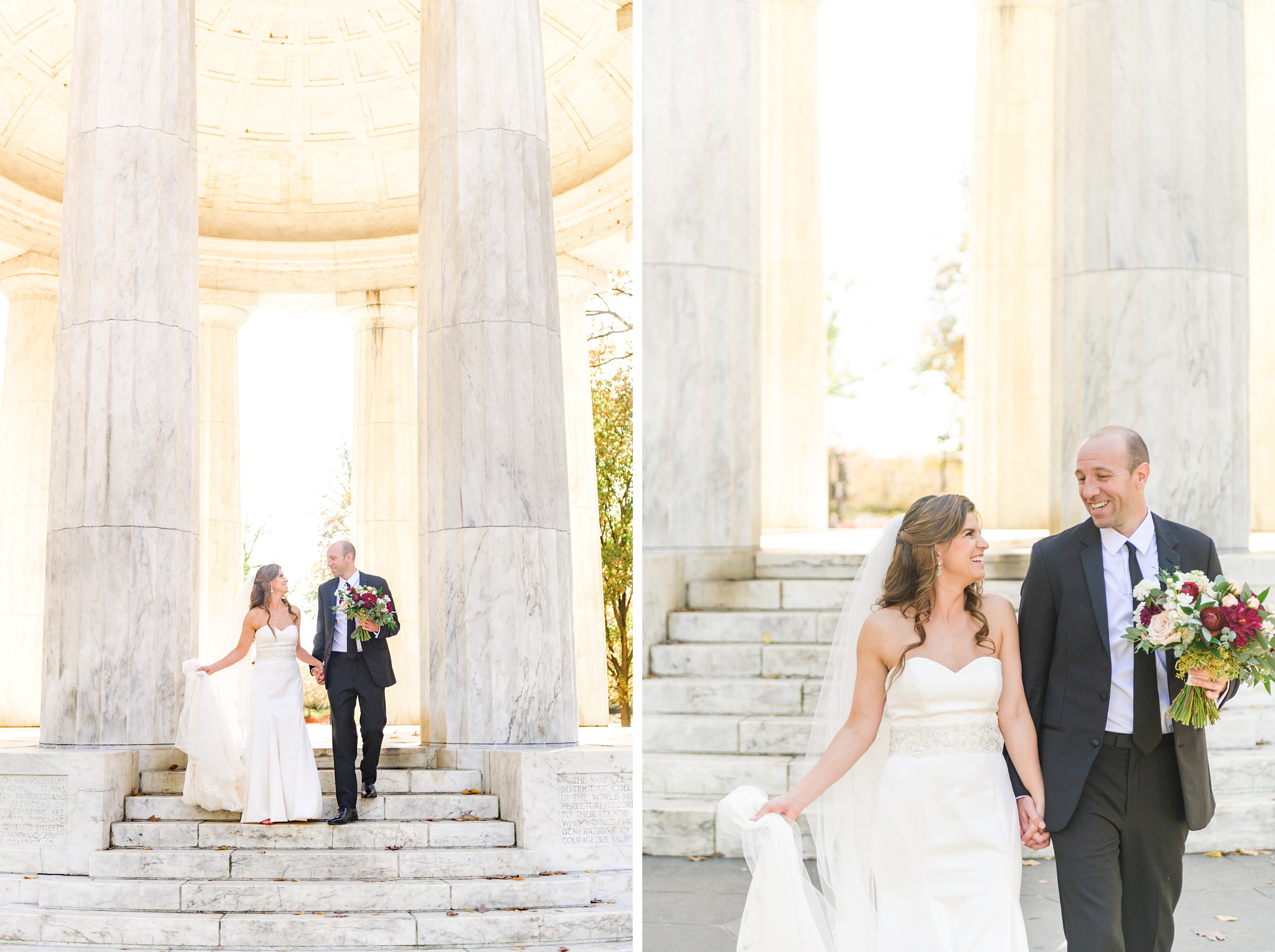 Burgundy and white Fall wedding day portraits and details featuring Mayflower Hotel DC wedding photos photographed by Baltimore wedding photographer Cait Kramer Photography