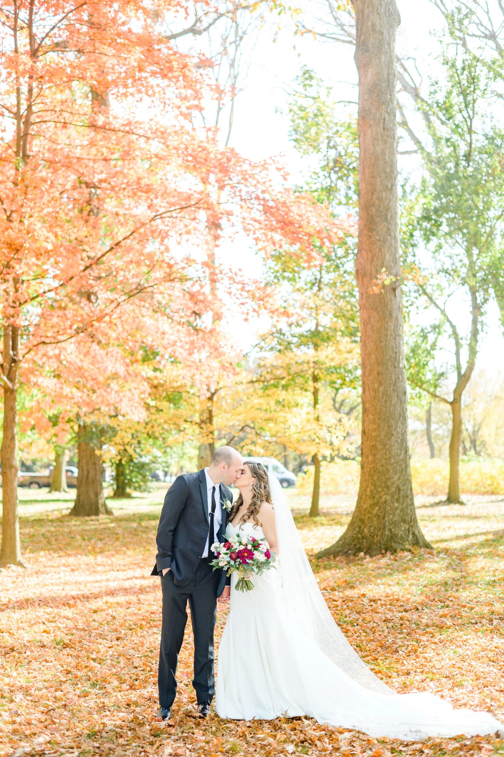 Burgundy and white Fall wedding day portraits and details featuring Mayflower Hotel DC wedding photos photographed by Baltimore wedding photographer Cait Kramer Photography