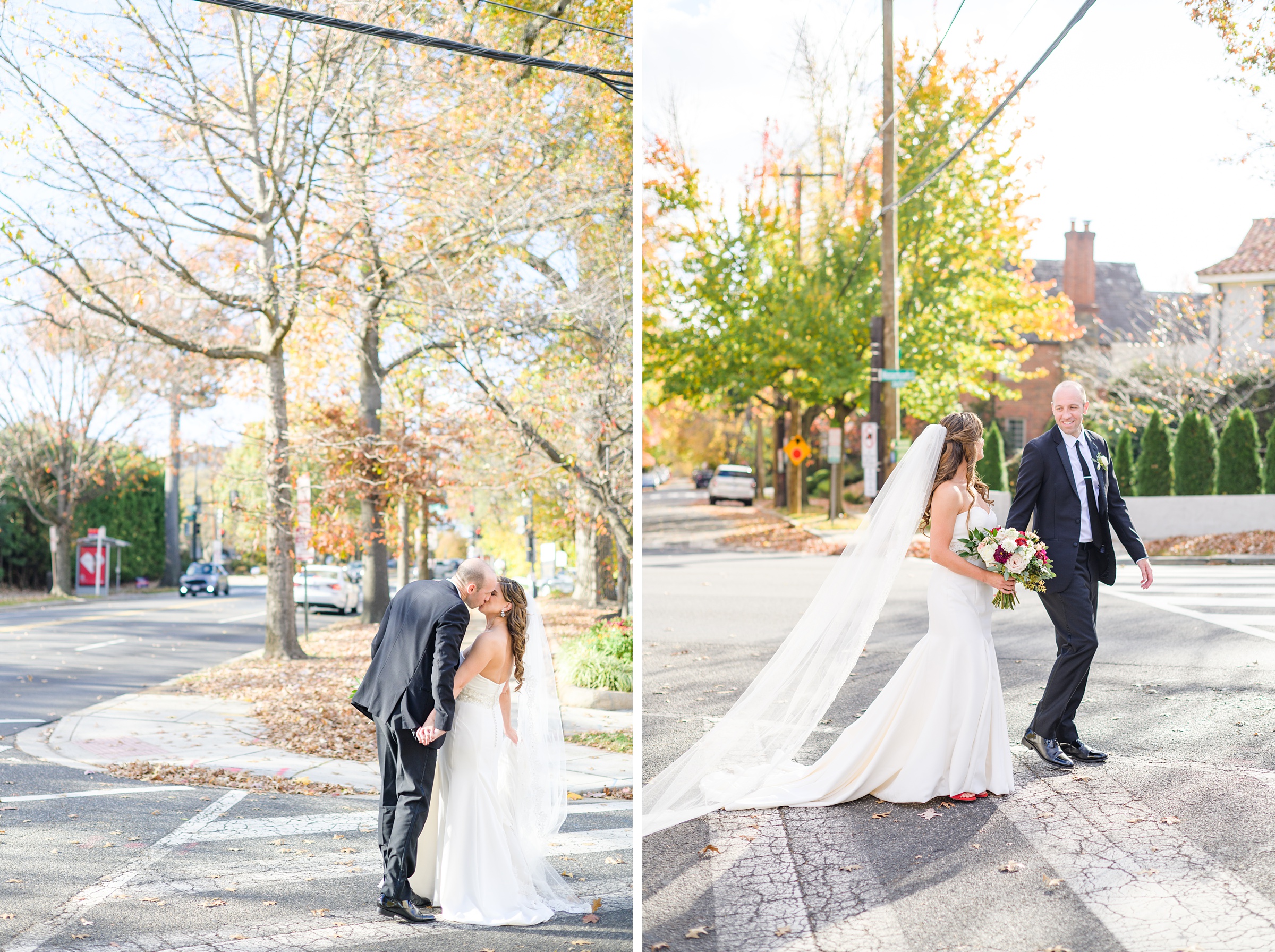 Burgundy and white Fall wedding day portraits and details featuring Mayflower Hotel DC wedding photos photographed by Baltimore wedding photographer Cait Kramer Photography