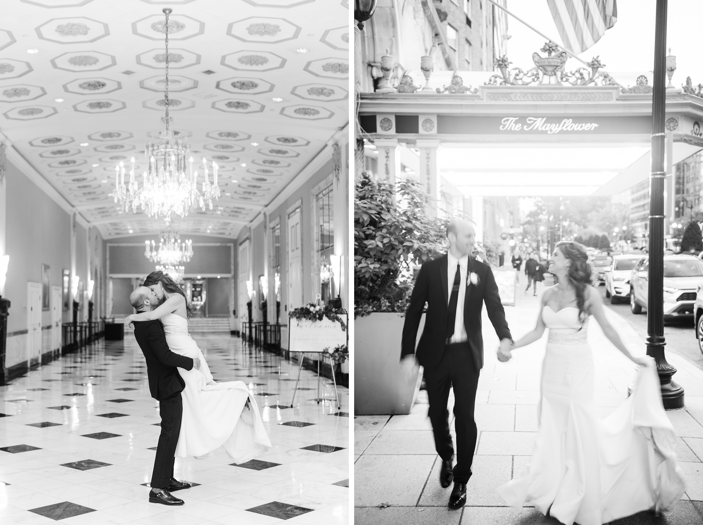 Burgundy and white Fall wedding day portraits and details featuring Mayflower Hotel DC wedding photos photographed by Baltimore wedding photographer Cait Kramer Photography