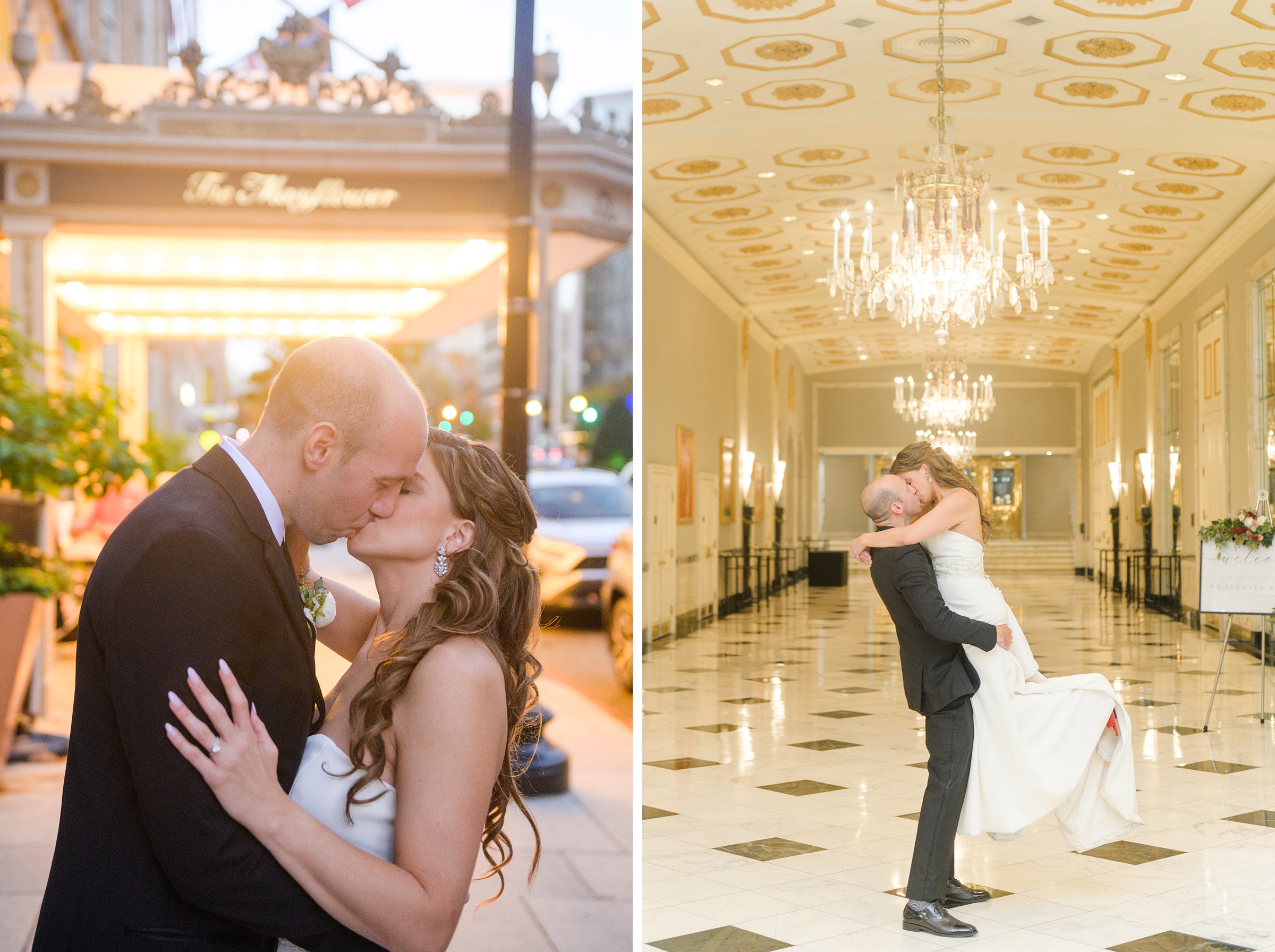 Burgundy and white Fall wedding day portraits and details featuring Mayflower Hotel DC wedding photos photographed by Baltimore wedding photographer Cait Kramer Photography