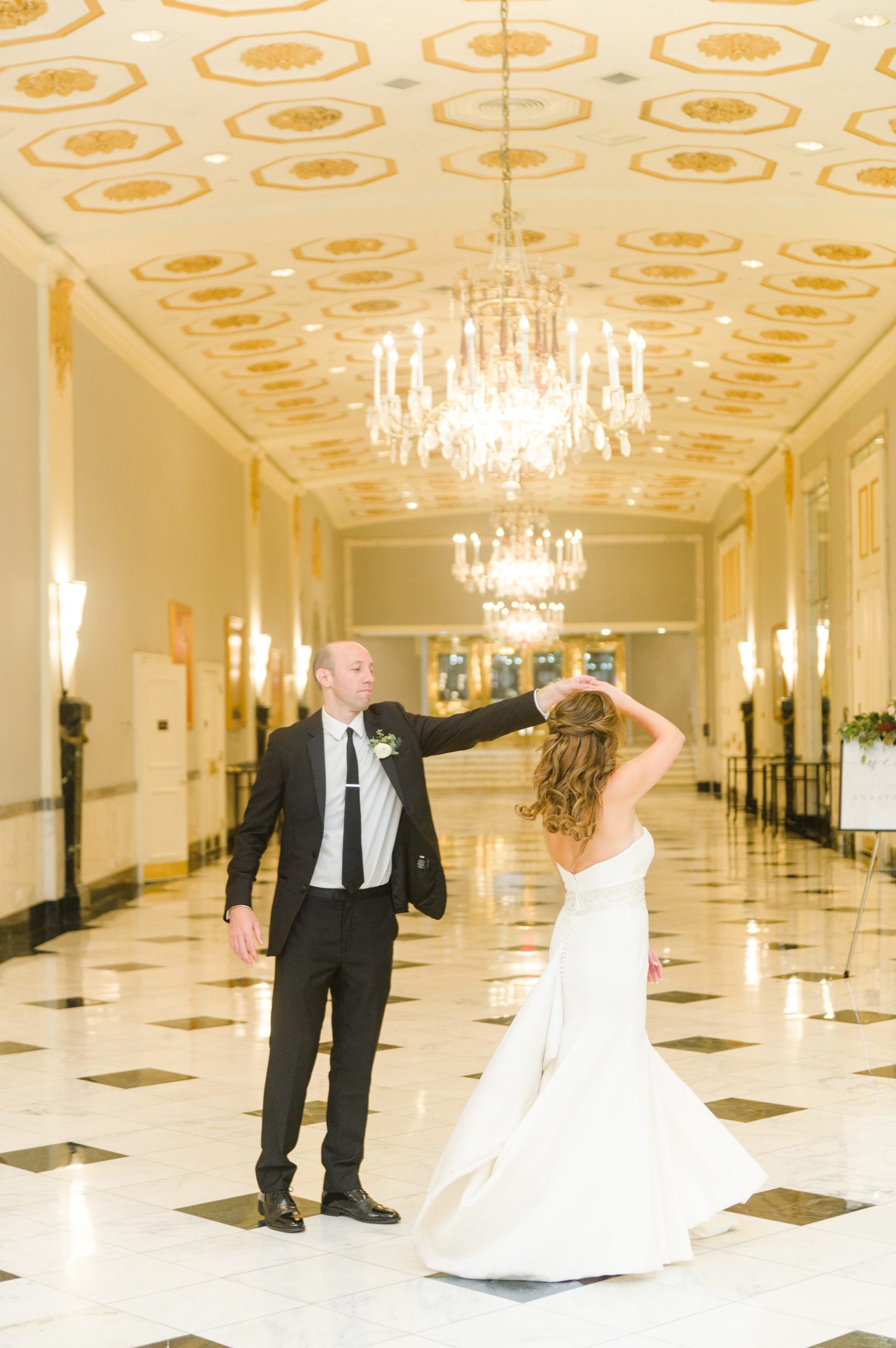 Burgundy and white Fall wedding day portraits and details featuring Mayflower Hotel DC wedding photos photographed by Baltimore wedding photographer Cait Kramer Photography