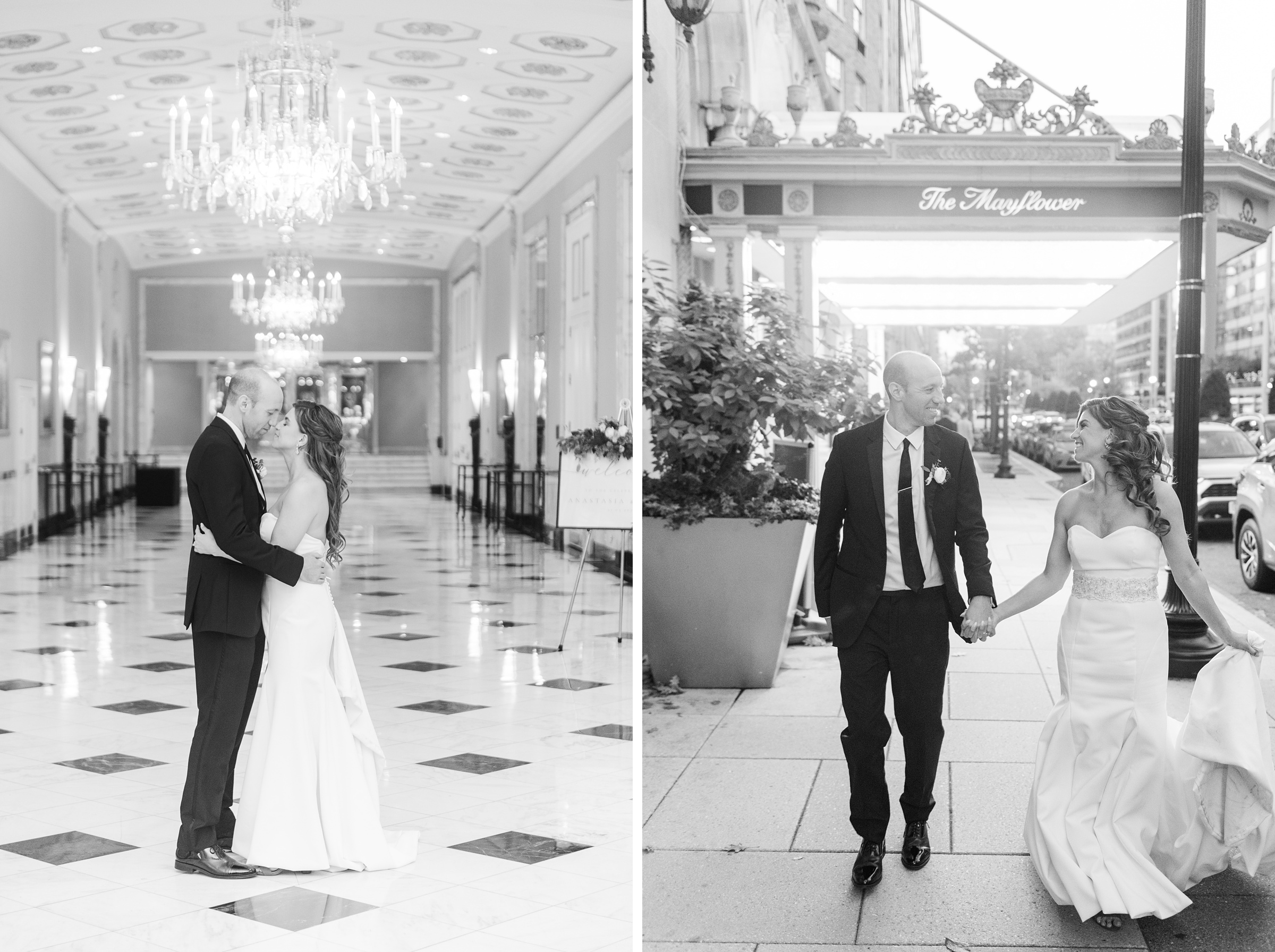 Burgundy and white Fall wedding day portraits and details featuring Mayflower Hotel DC wedding photos photographed by Baltimore wedding photographer Cait Kramer Photography