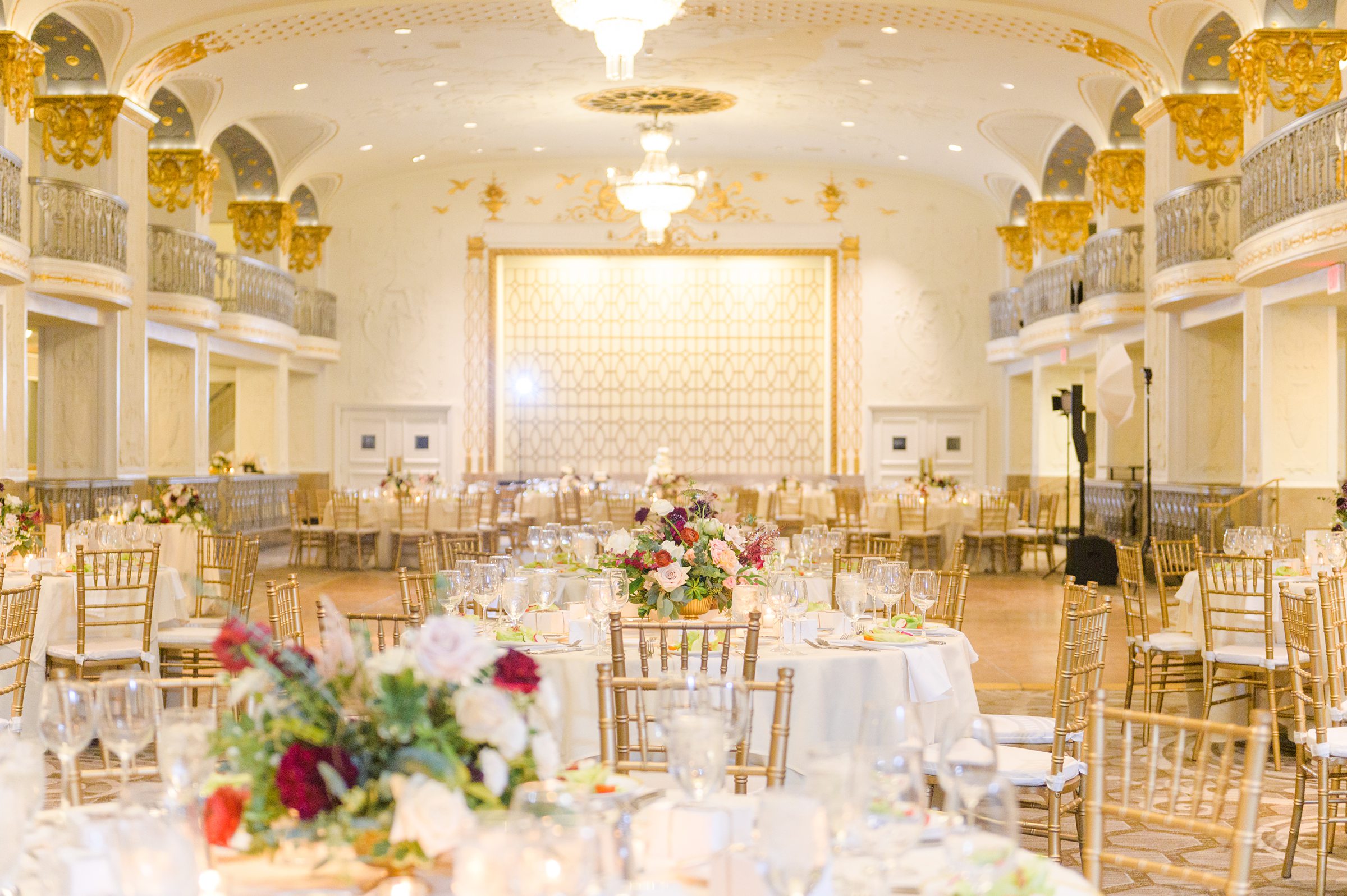 Burgundy and white Fall wedding day portraits and details featuring Mayflower Hotel DC wedding photos photographed by Baltimore wedding photographer Cait Kramer Photography