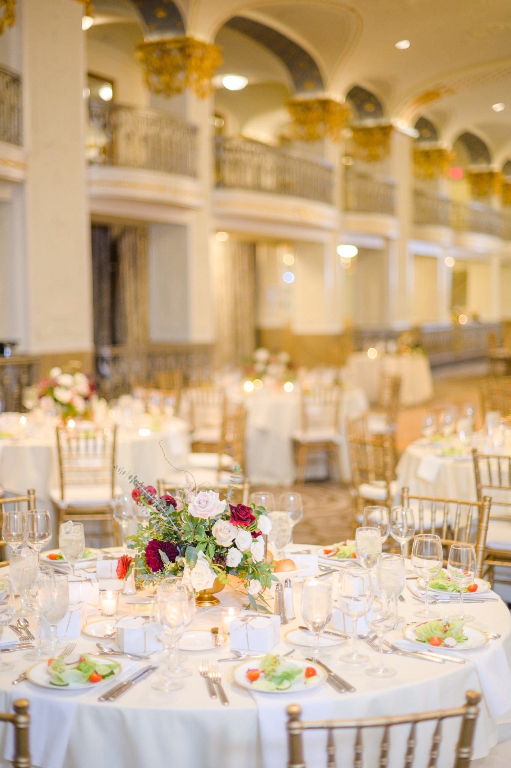 Burgundy and white Fall wedding day portraits and details featuring Mayflower Hotel DC wedding photos photographed by Baltimore wedding photographer Cait Kramer Photography