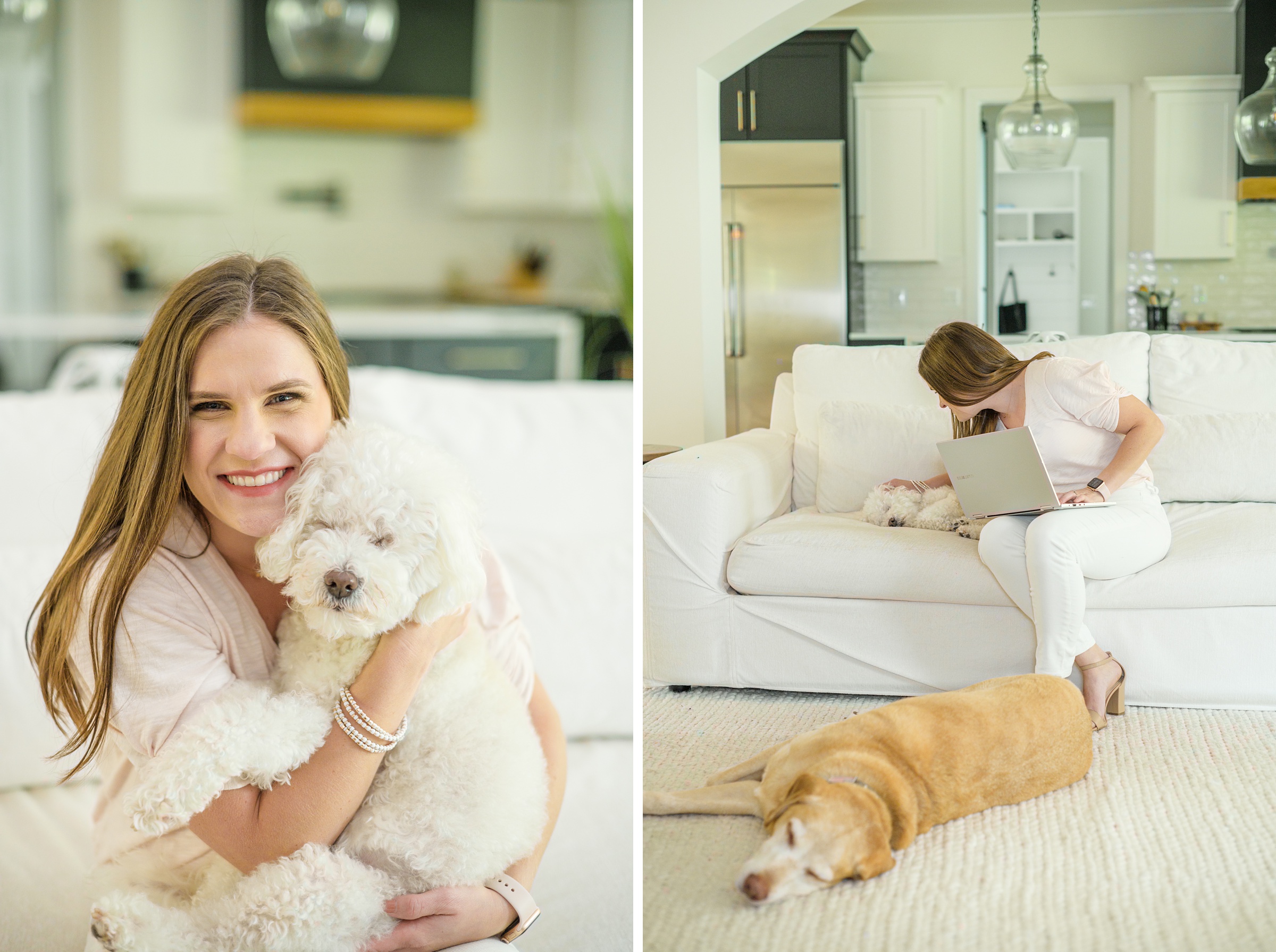 Stacey Caito, Chantilly Realtor, works with her dogs during her brand session photographed by Virginia brand photographer, Cait Kramer Photography