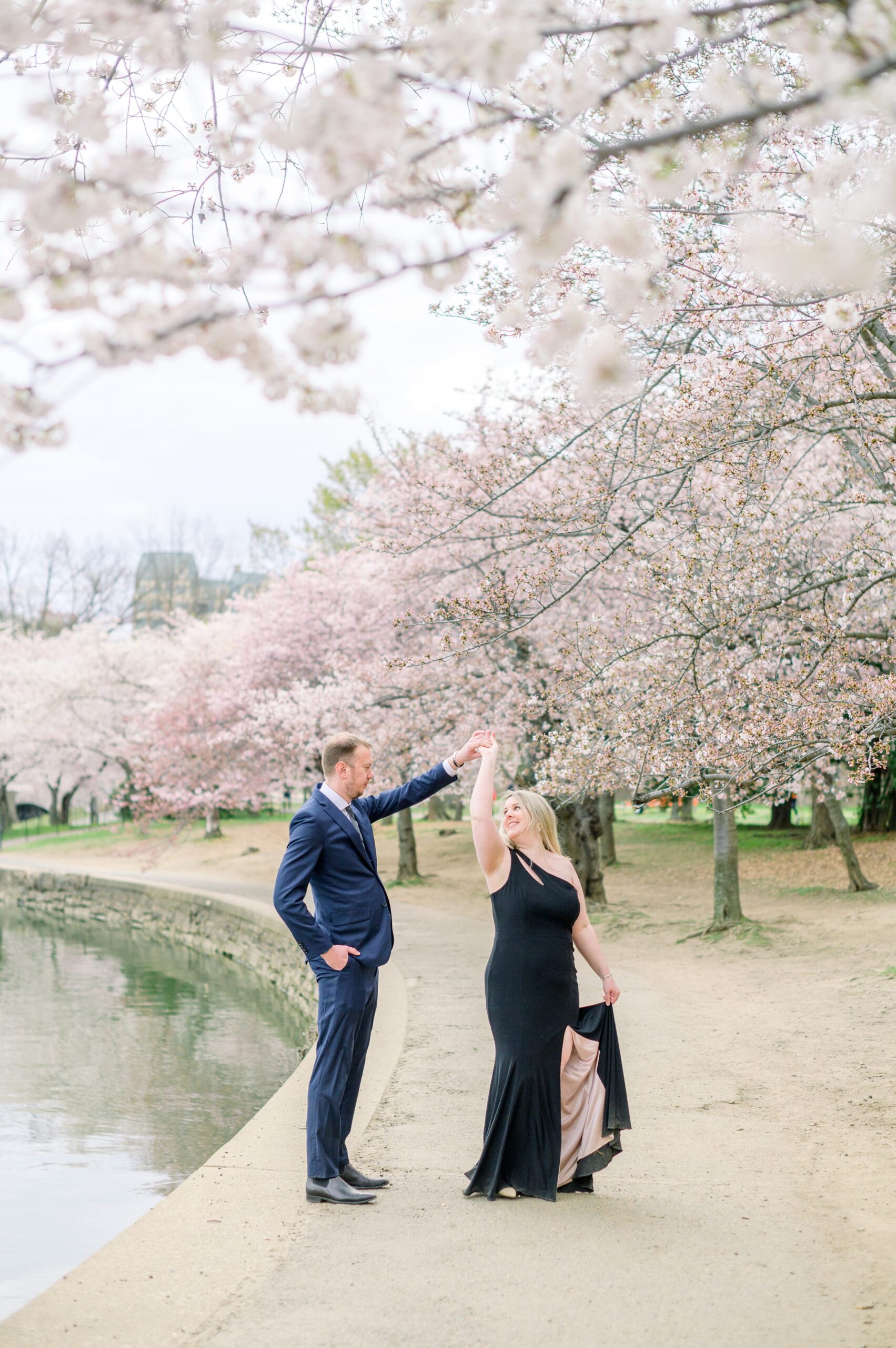 Cherry Blossom portrait session at the Jefferson Memorial in Washington DC photographed by Baltimore Wedding Photographer Cait Kramer Photography