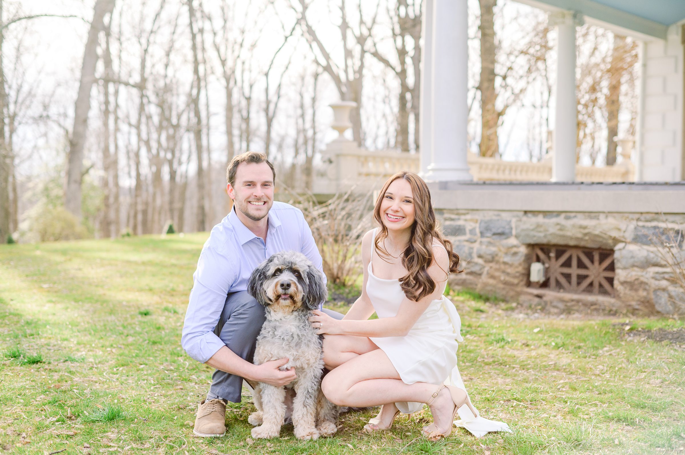 Engaged couple at Liriodendron Mansion in Bel Air, Maryland for their engagement session photographed by Baltimore Wedding Photographer Cait Kramer Photography