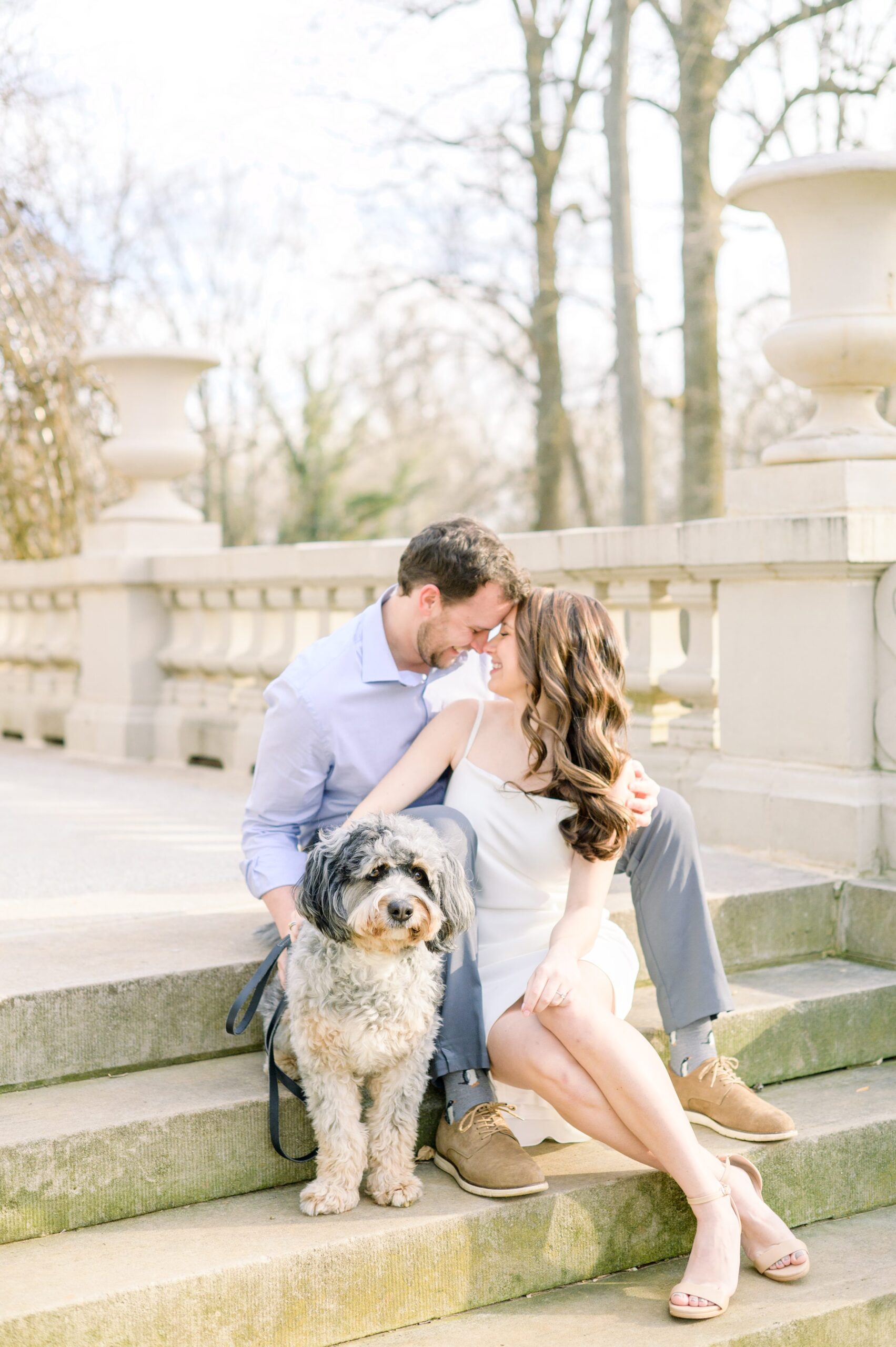 Engaged couple at Liriodendron Mansion in Bel Air, Maryland for their engagement session photographed by Baltimore Wedding Photographer Cait Kramer Photography