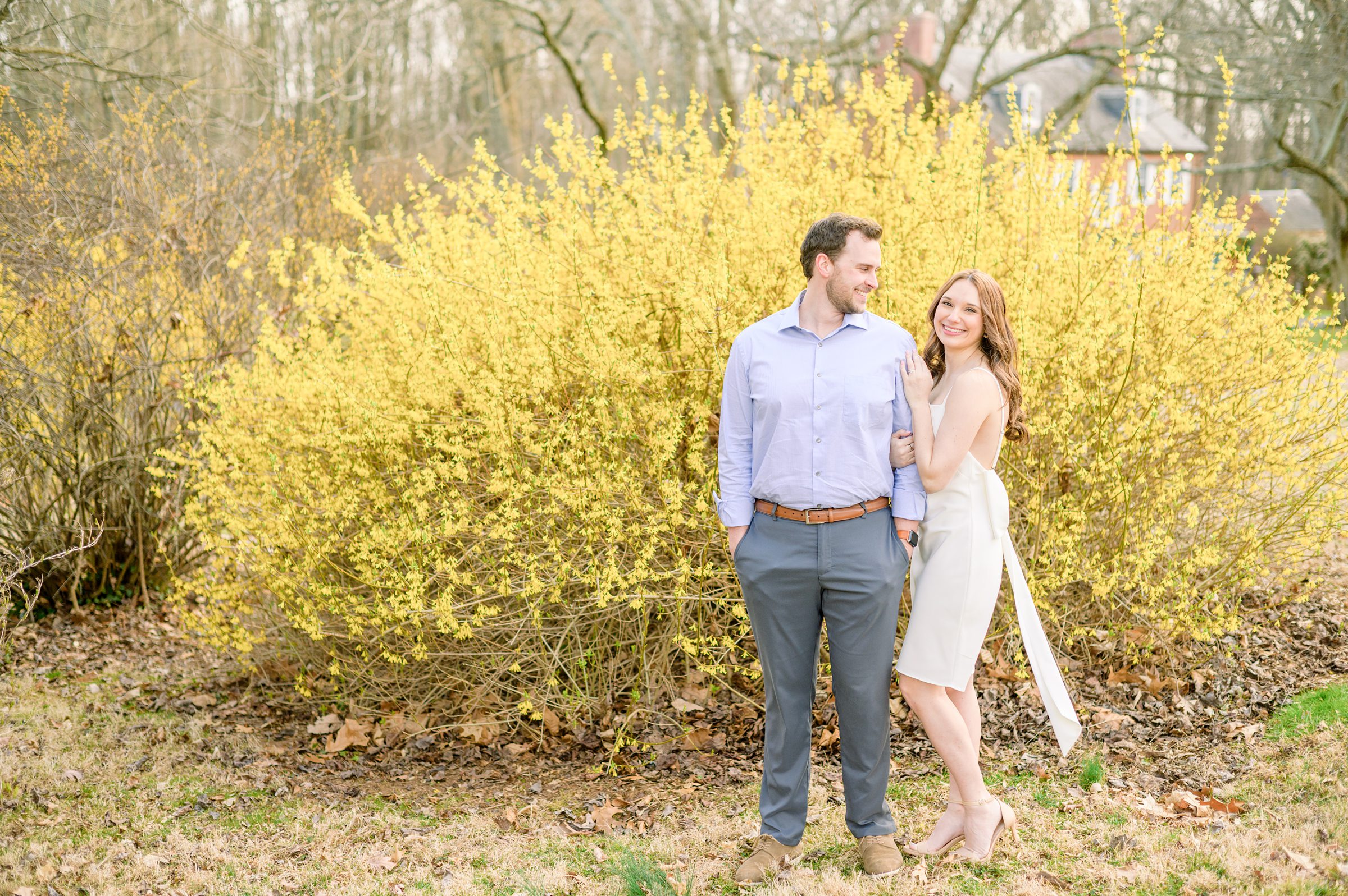 Engaged couple at Liriodendron Mansion in Bel Air, Maryland for their engagement session photographed by Baltimore Wedding Photographer Cait Kramer Photography