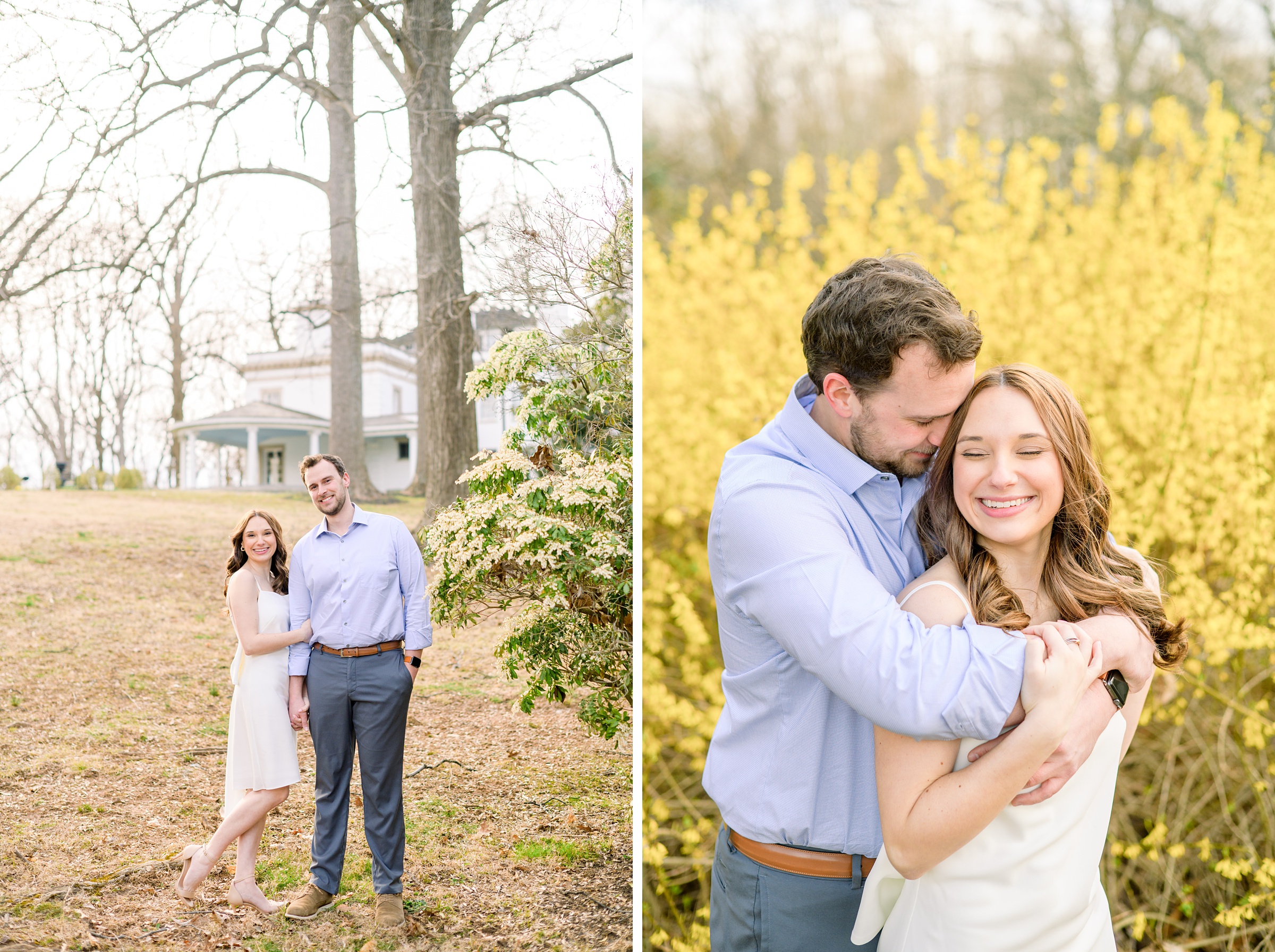 Engaged couple at Liriodendron Mansion in Bel Air, Maryland for their engagement session photographed by Baltimore Wedding Photographer Cait Kramer Photography