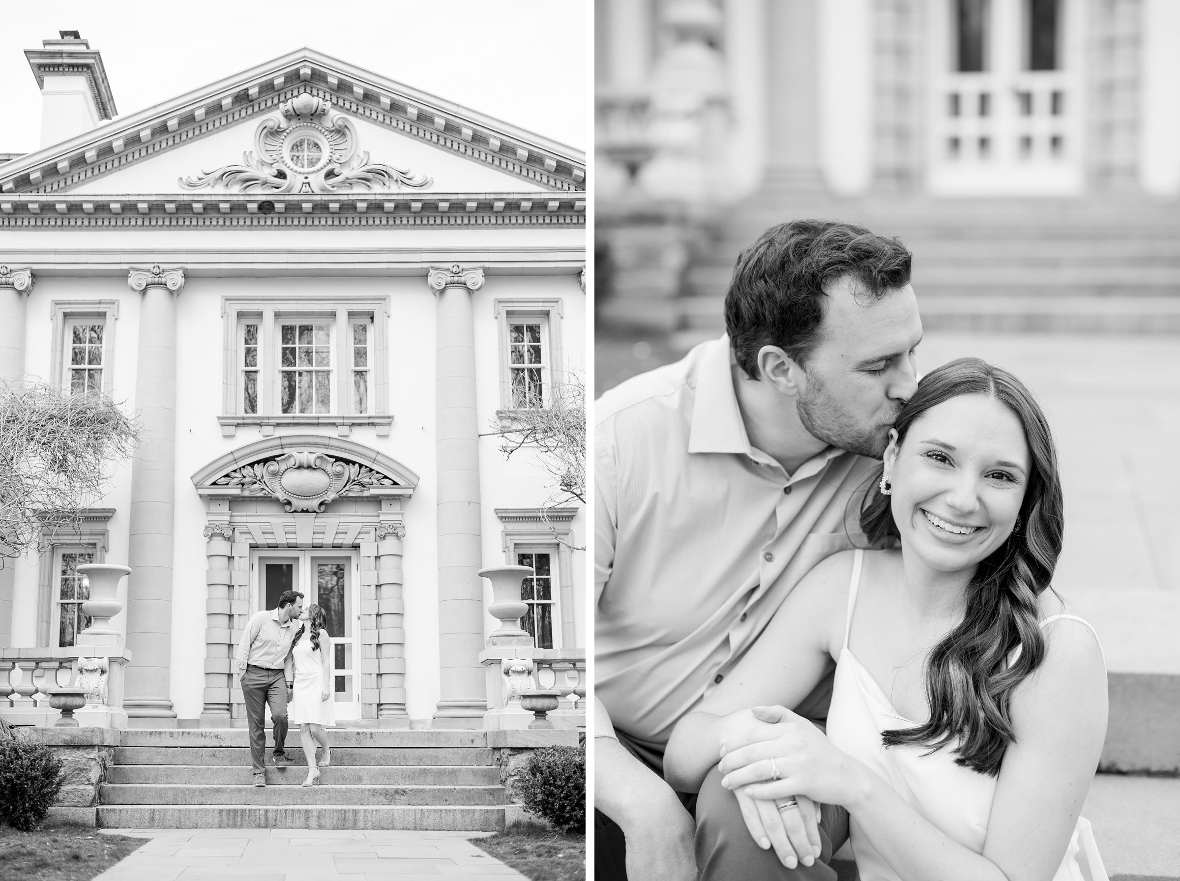 Engaged couple at Liriodendron Mansion in Bel Air, Maryland for their engagement session photographed by Baltimore Wedding Photographer Cait Kramer Photography