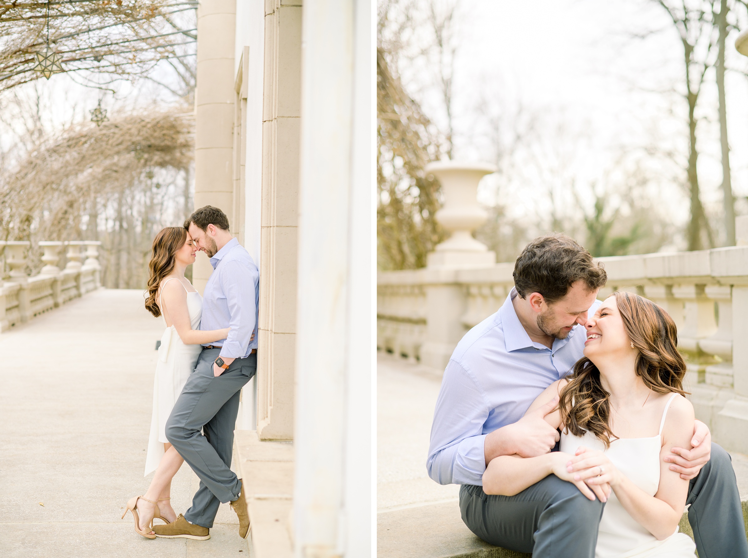 Engaged couple at Liriodendron Mansion in Bel Air, Maryland for their engagement session photographed by Baltimore Wedding Photographer Cait Kramer Photography