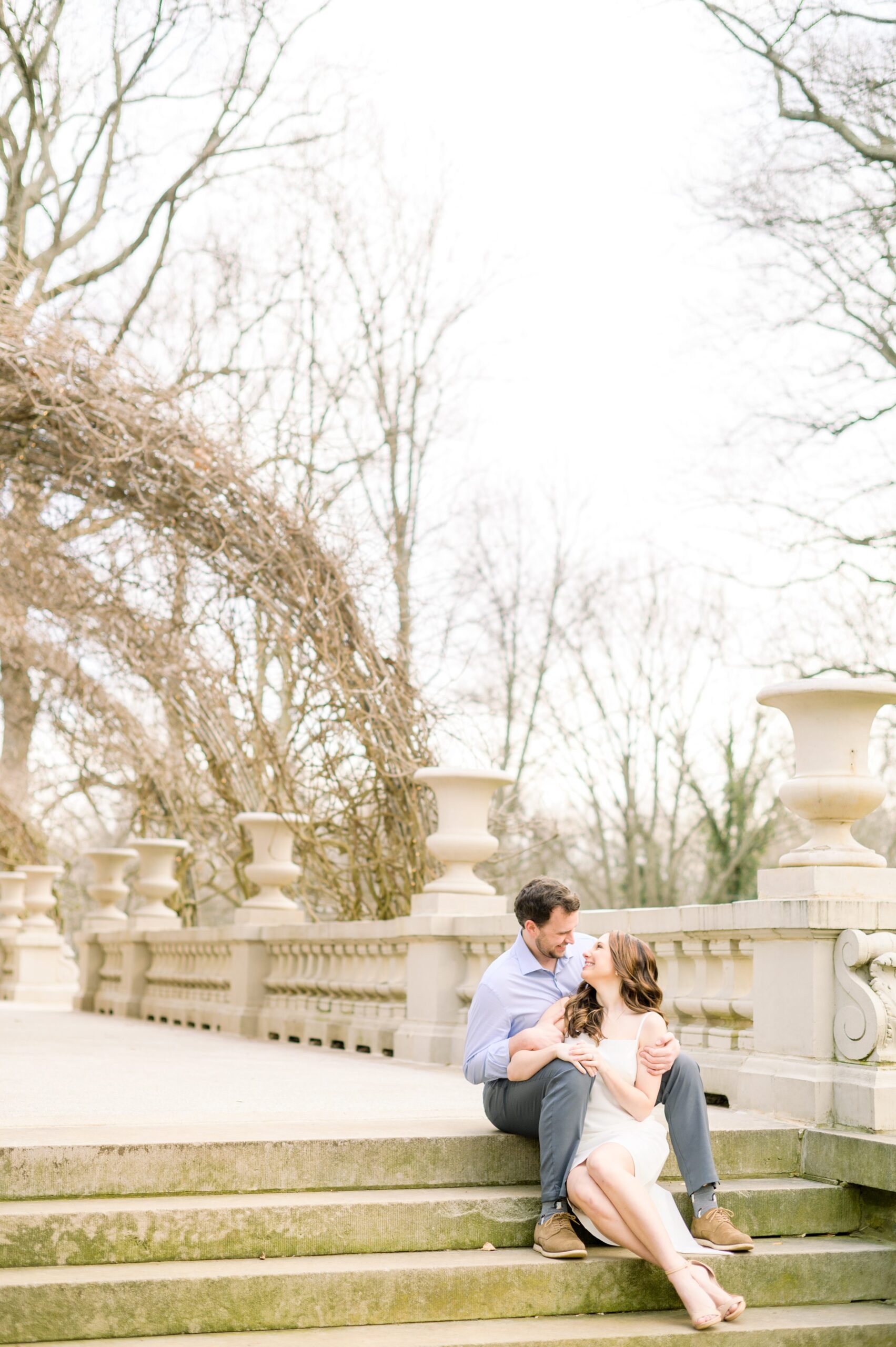 Engaged couple at Liriodendron Mansion in Bel Air, Maryland for their engagement session photographed by Baltimore Wedding Photographer Cait Kramer Photography