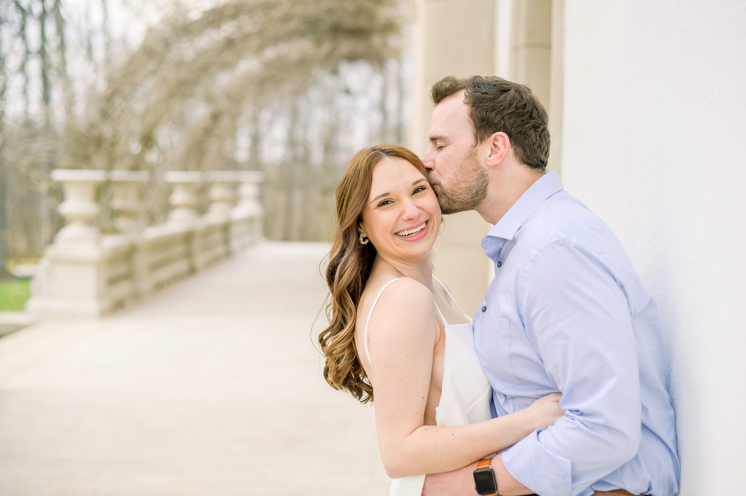 Engaged couple at Liriodendron Mansion in Bel Air, Maryland for their engagement session photographed by Baltimore Wedding Photographer Cait Kramer Photography