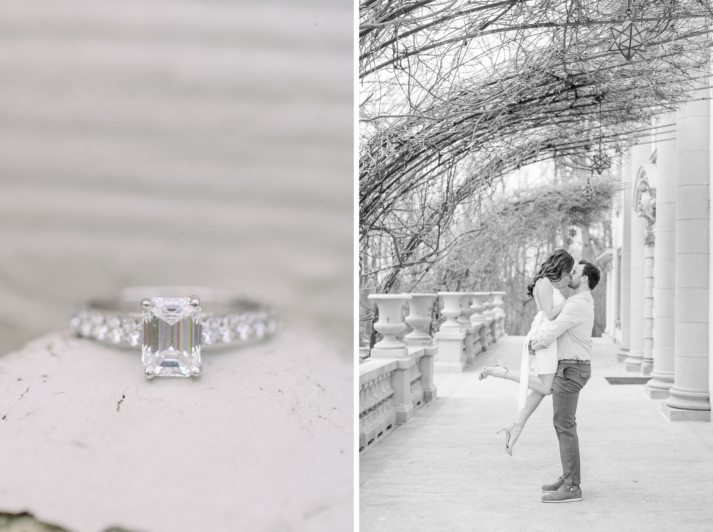 Engaged couple at Liriodendron Mansion in Bel Air, Maryland for their engagement session photographed by Baltimore Wedding Photographer Cait Kramer Photography