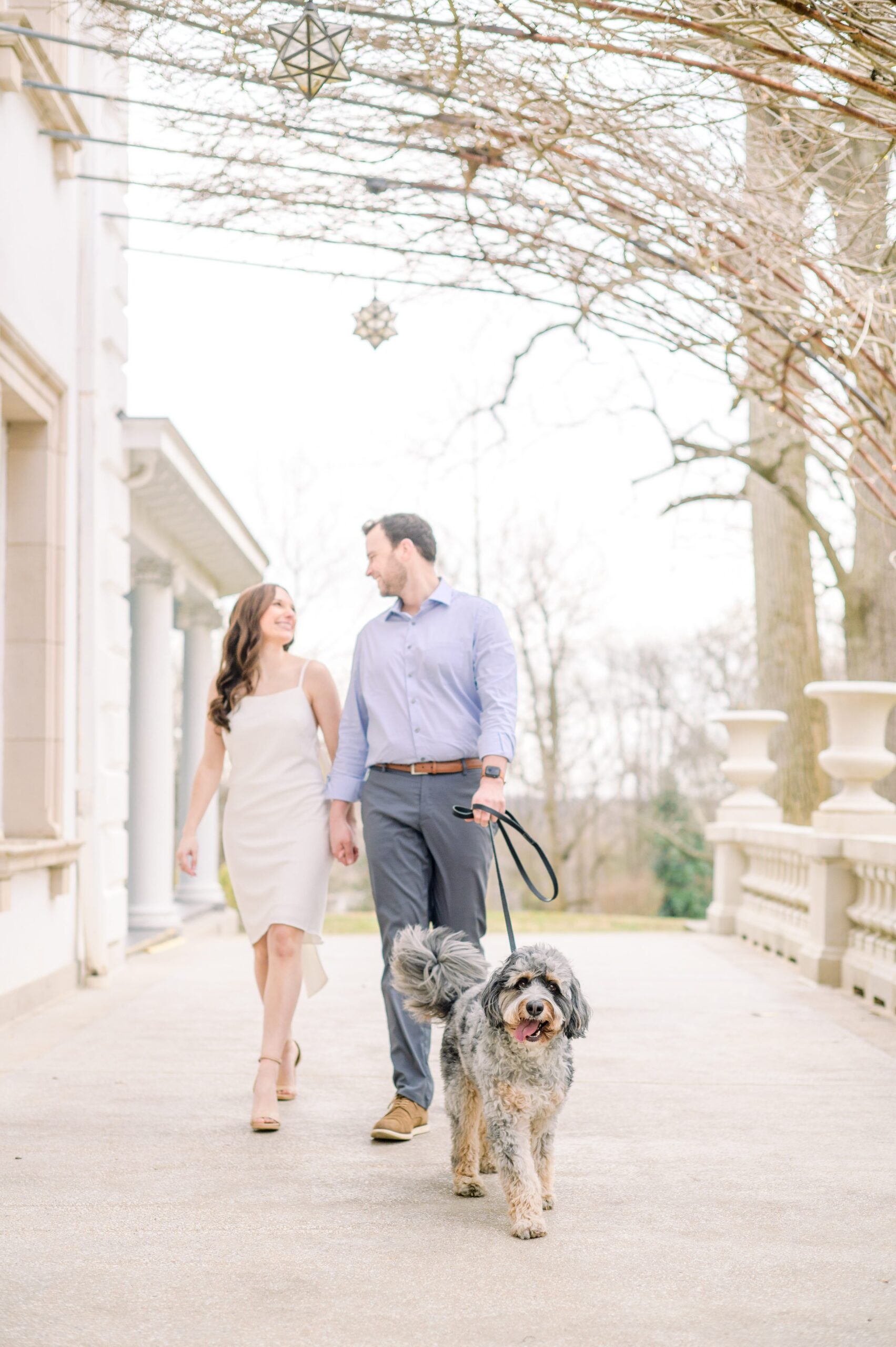 Engaged couple at Liriodendron Mansion in Bel Air, Maryland for their engagement session photographed by Baltimore Wedding Photographer Cait Kramer Photography