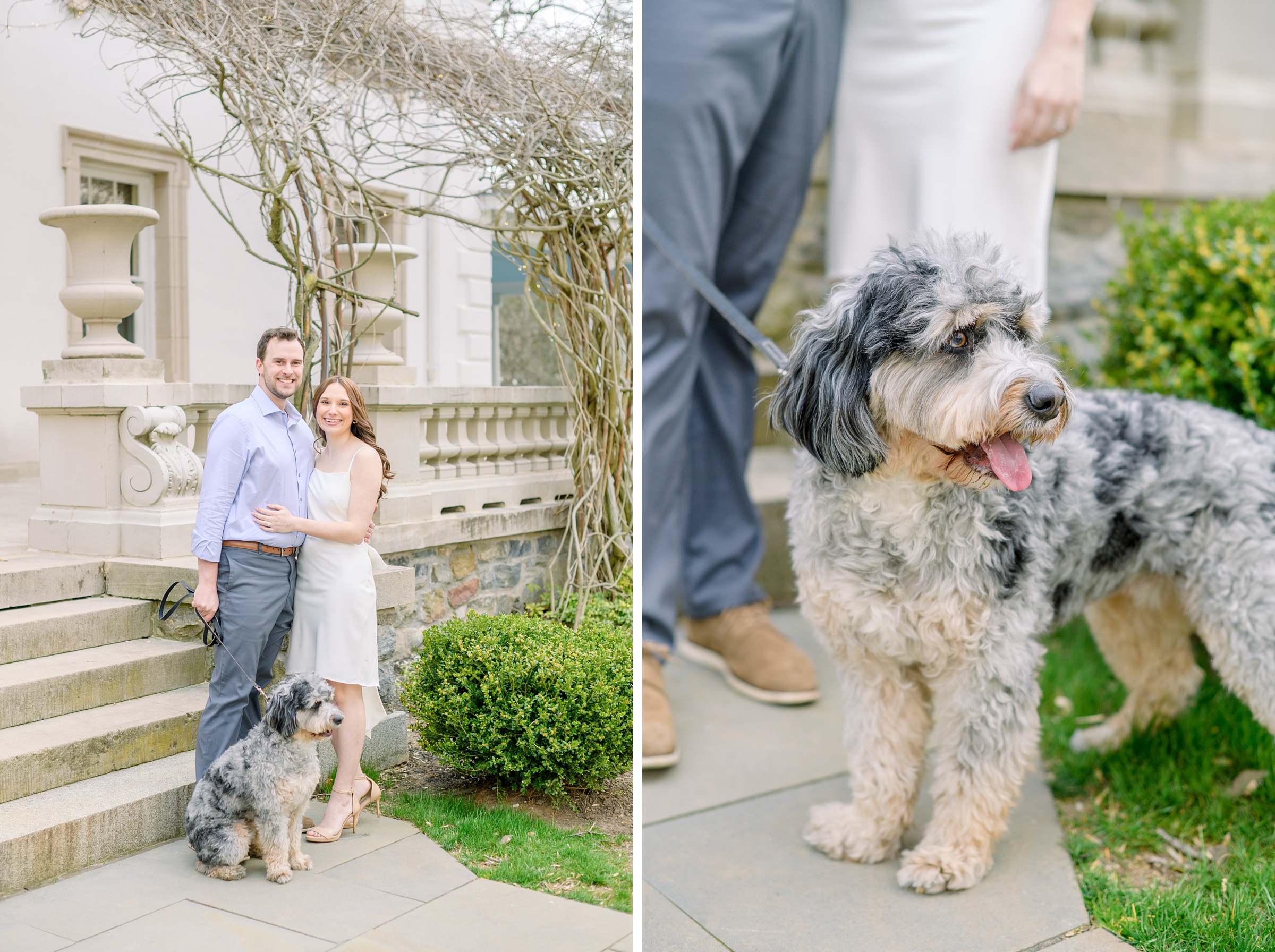 Engaged couple at Liriodendron Mansion in Bel Air, Maryland for their engagement session photographed by Baltimore Wedding Photographer Cait Kramer Photography