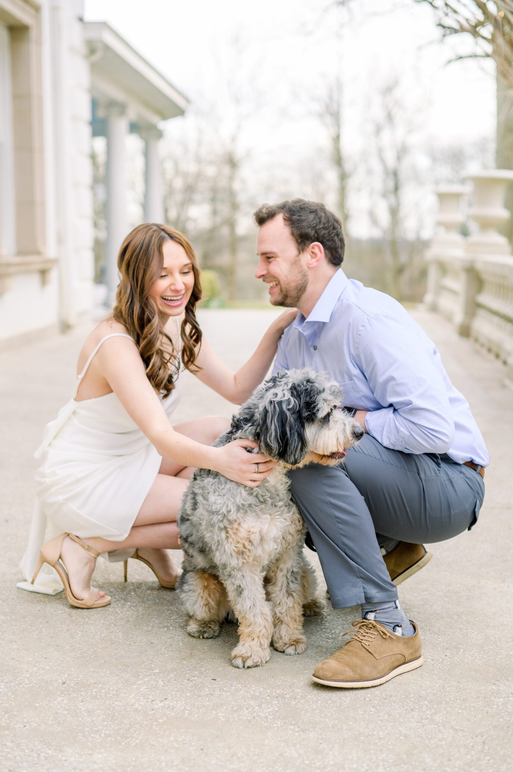 Engaged couple at Liriodendron Mansion in Bel Air, Maryland for their engagement session photographed by Baltimore Wedding Photographer Cait Kramer Photography