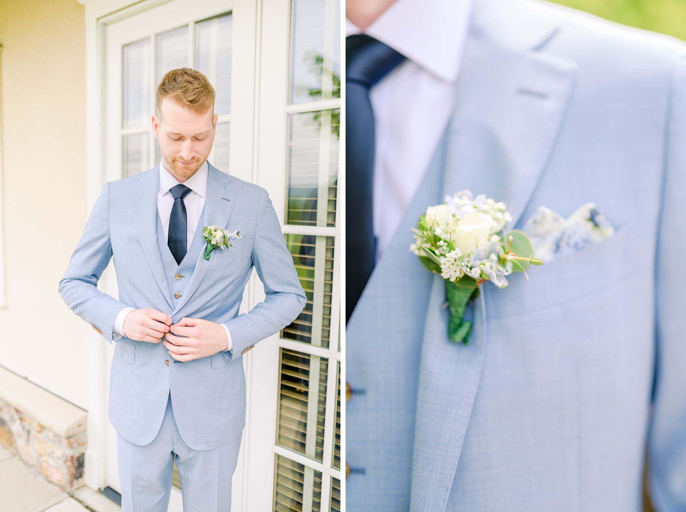 Light Blue Spring wedding day at Catoctin Hall at Musket Ridge Photographed by Baltimore Wedding Photographer Cait Kramer Photography