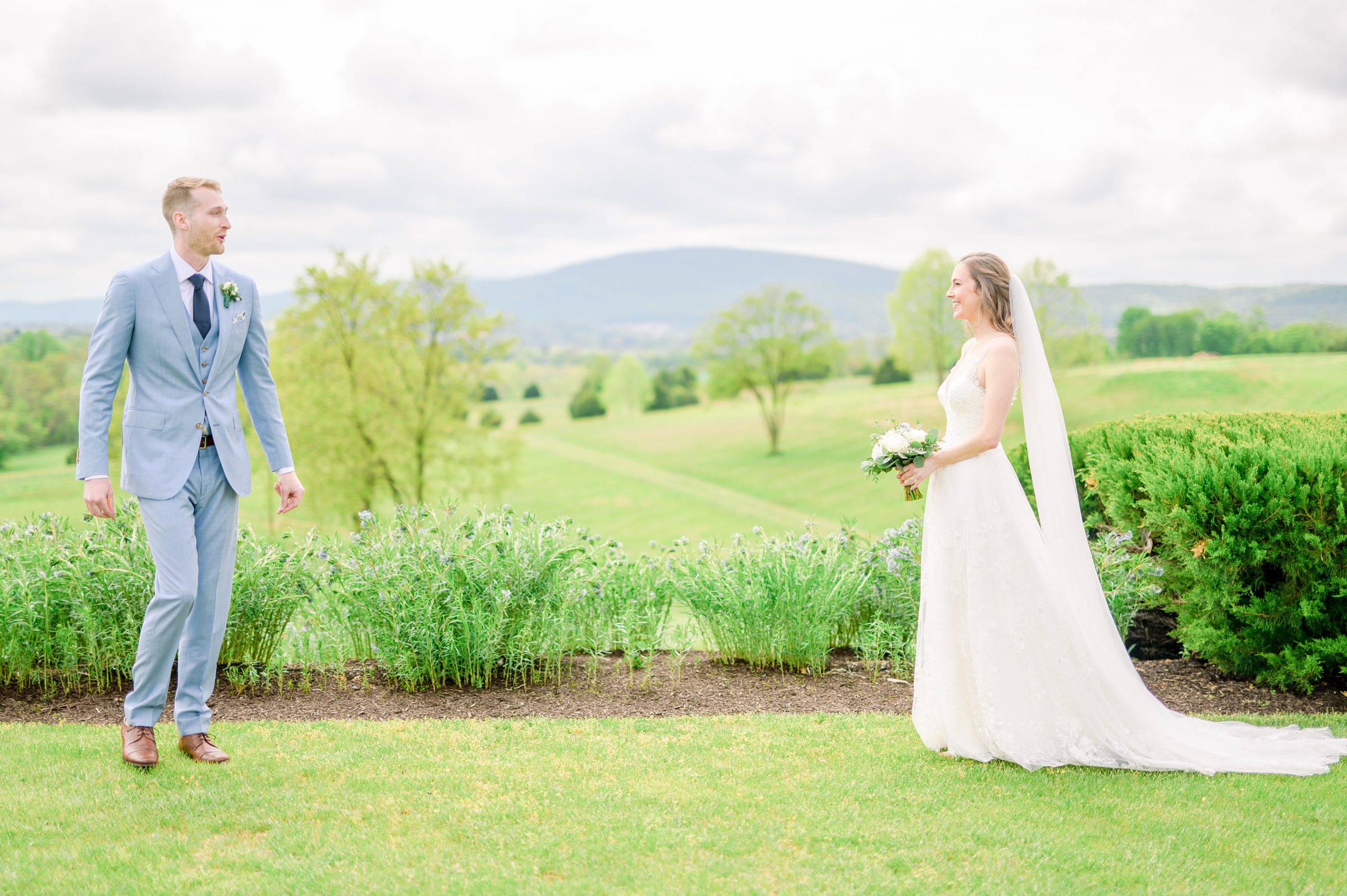 Light Blue Spring wedding day at Catoctin Hall at Musket Ridge Photographed by Baltimore Wedding Photographer Cait Kramer Photography