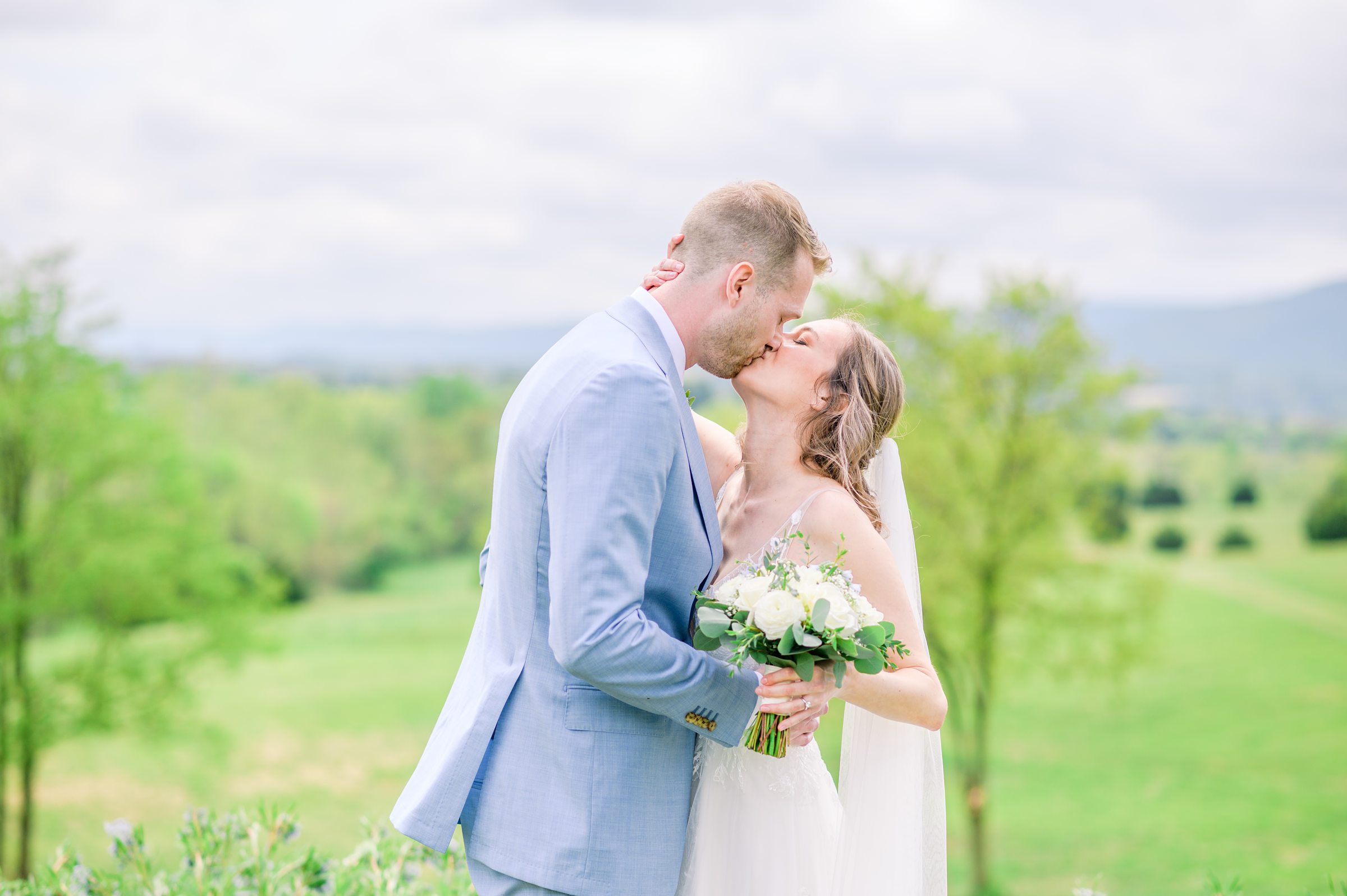 Light Blue Spring wedding day at Catoctin Hall at Musket Ridge Photographed by Baltimore Wedding Photographer Cait Kramer Photography