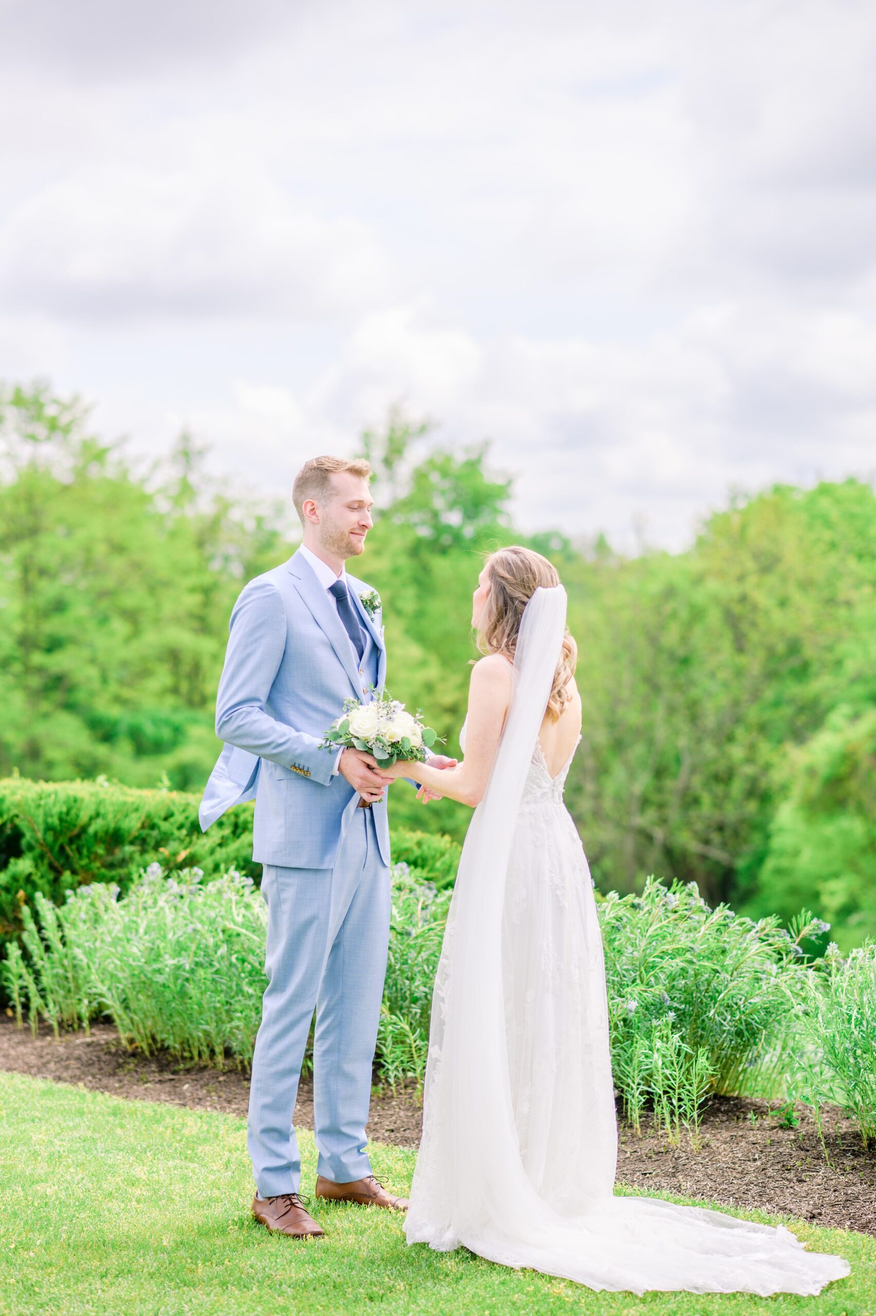 Light Blue Spring wedding day at Catoctin Hall at Musket Ridge Photographed by Baltimore Wedding Photographer Cait Kramer Photography