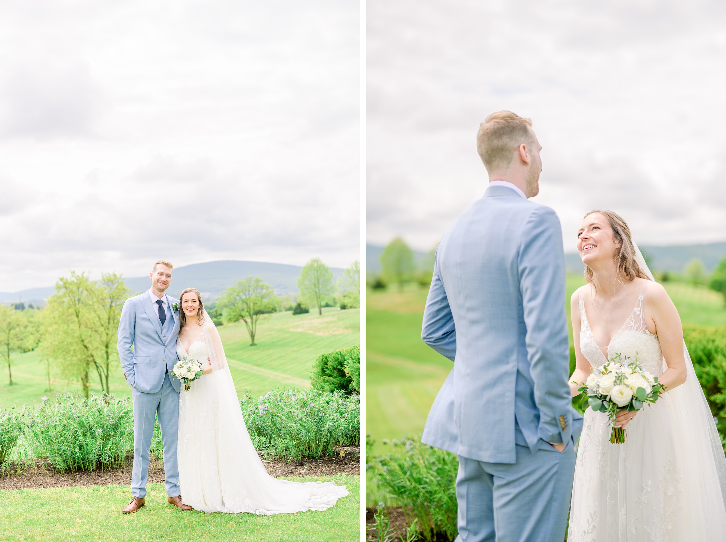 Light Blue Spring wedding day at Catoctin Hall at Musket Ridge Photographed by Baltimore Wedding Photographer Cait Kramer Photography