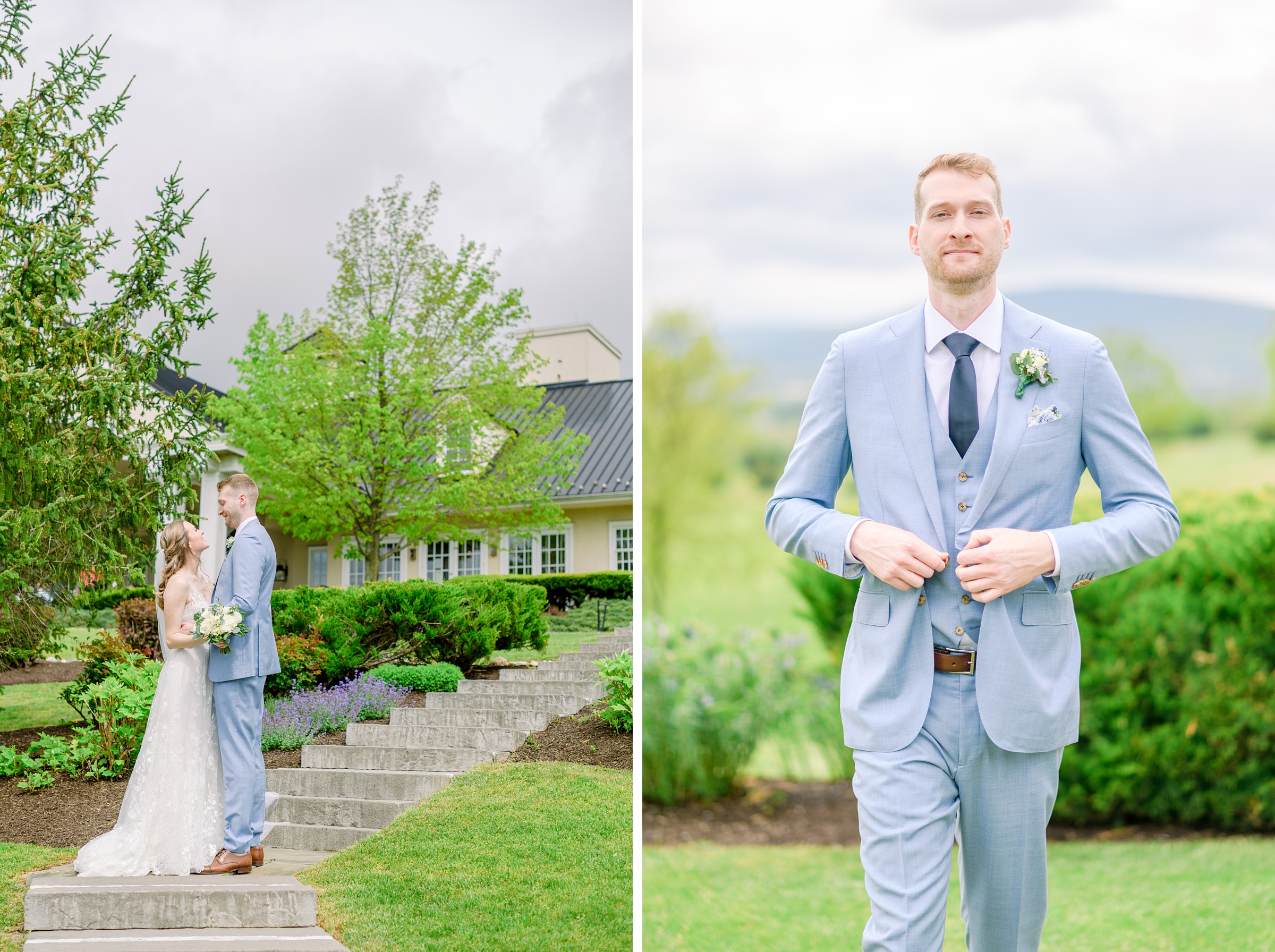 Light Blue Spring wedding day at Catoctin Hall at Musket Ridge Photographed by Baltimore Wedding Photographer Cait Kramer Photography