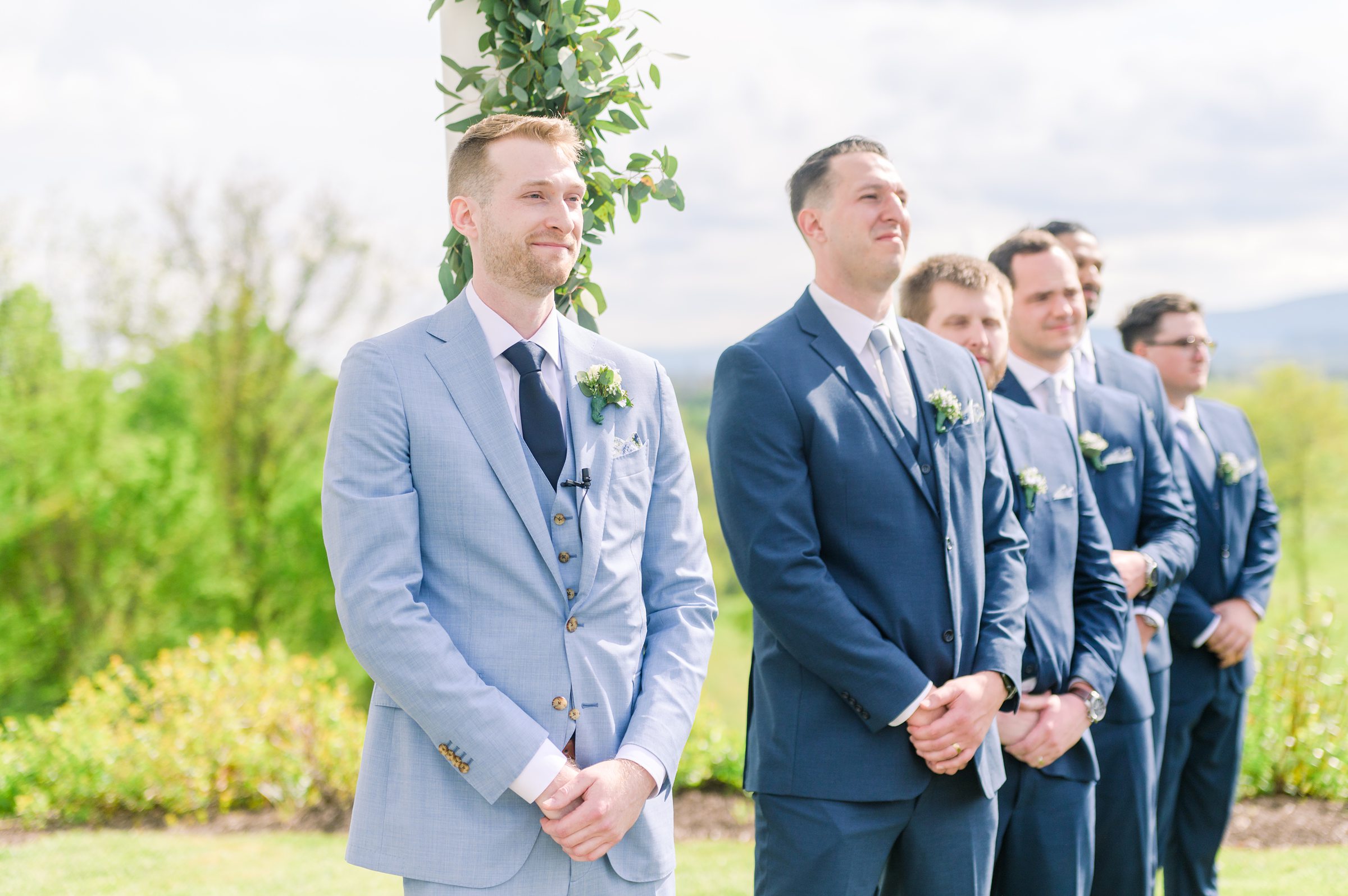 Light Blue Spring wedding day at Catoctin Hall at Musket Ridge Photographed by Baltimore Wedding Photographer Cait Kramer Photography