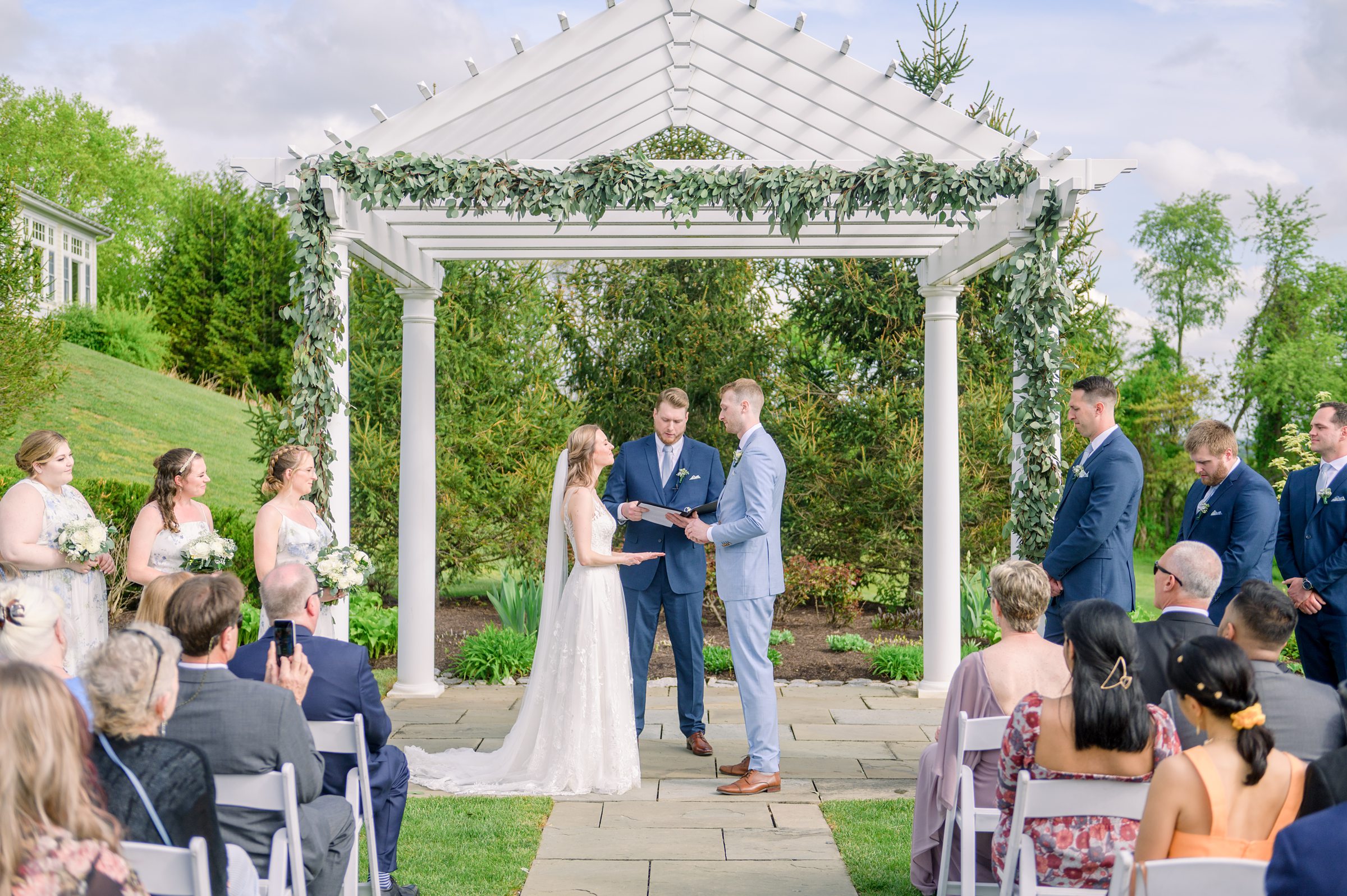 Light Blue Spring wedding day at Catoctin Hall at Musket Ridge Photographed by Baltimore Wedding Photographer Cait Kramer Photography