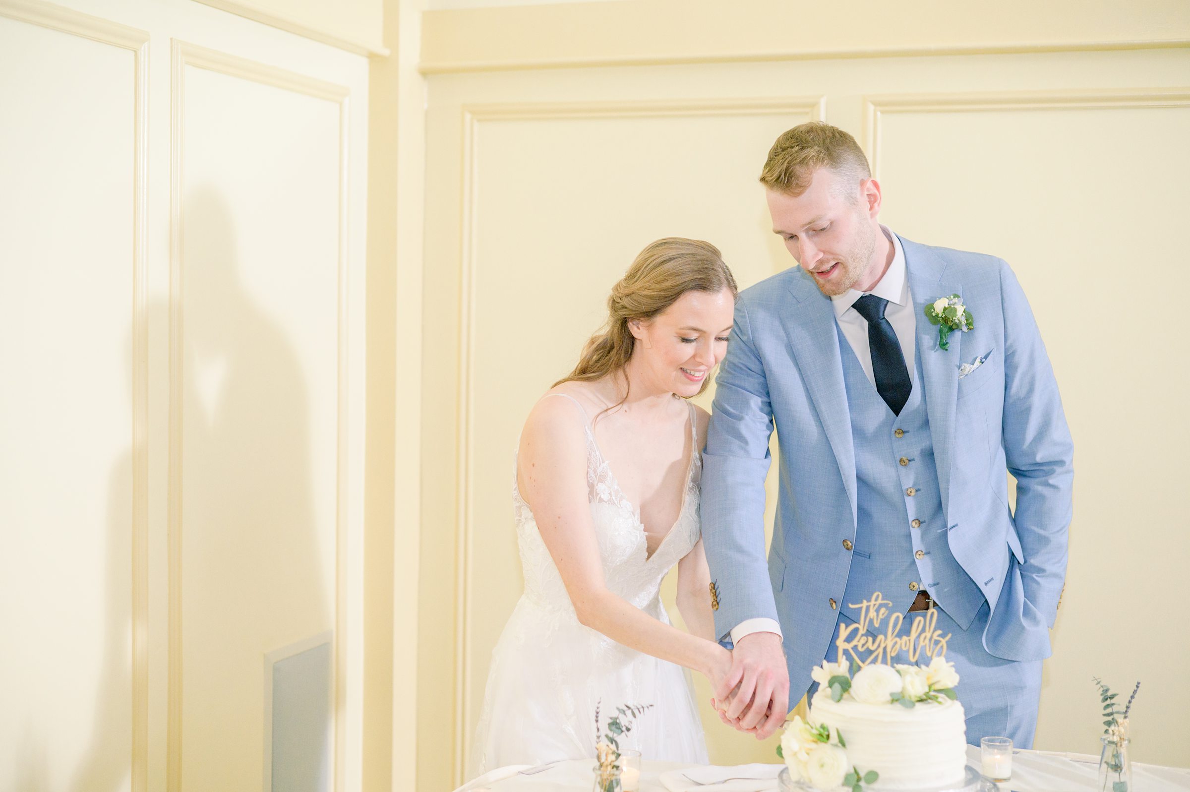 Light Blue Spring wedding day at Catoctin Hall at Musket Ridge Photographed by Baltimore Wedding Photographer Cait Kramer Photography