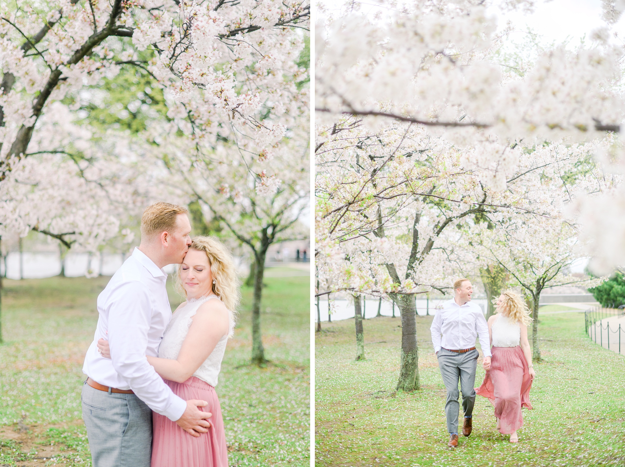 Portrait session at the Jefferson Memorial featuring the Washington DC Cherry Blossoms. Photographed by Baltimore Photographer Cait Kramer Photography