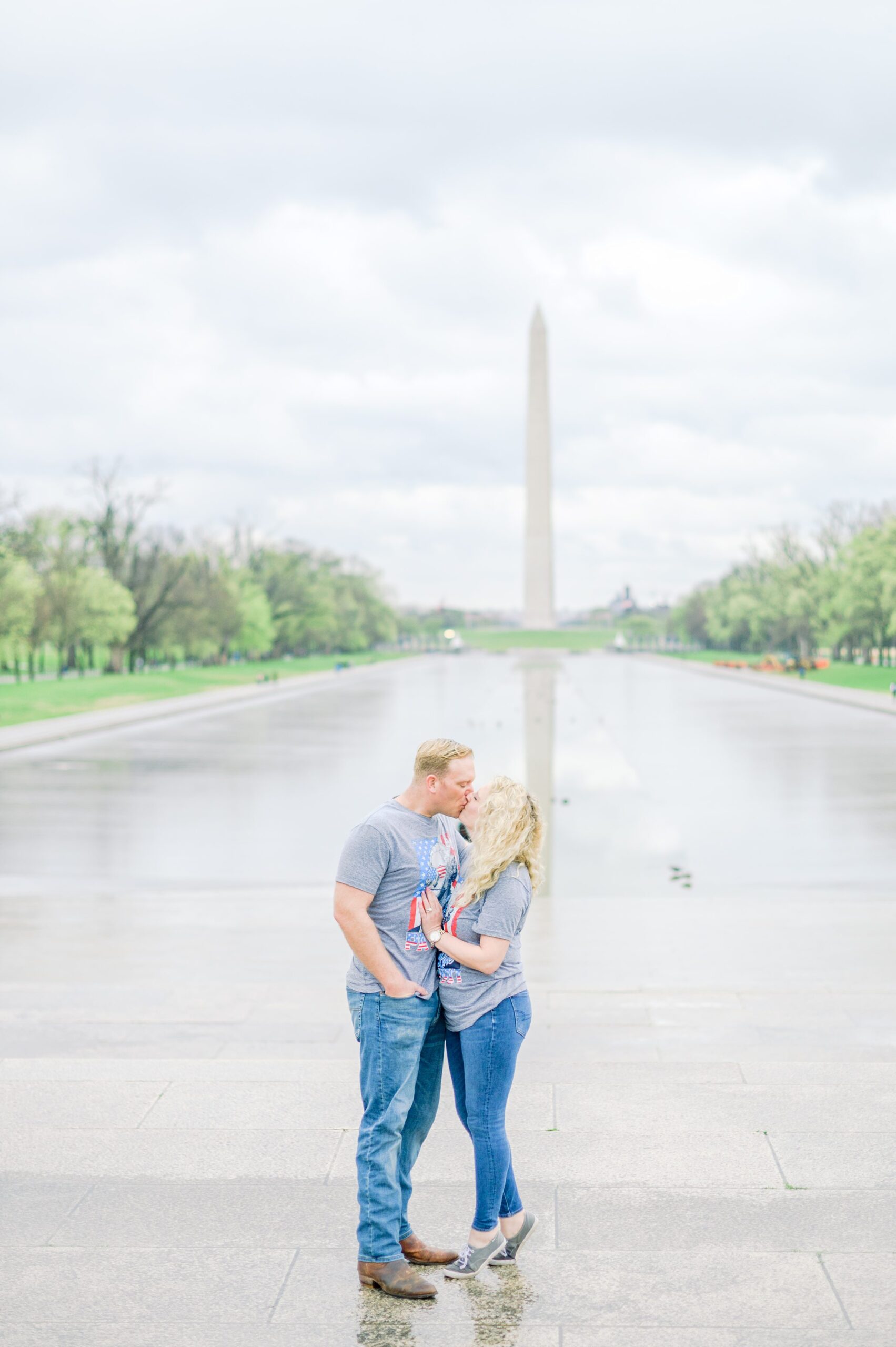 Portrait session at the Lincoln Memorial featuring the Washington DC Cherry Blossoms. Photographed by Baltimore Photographer Cait Kramer Photography