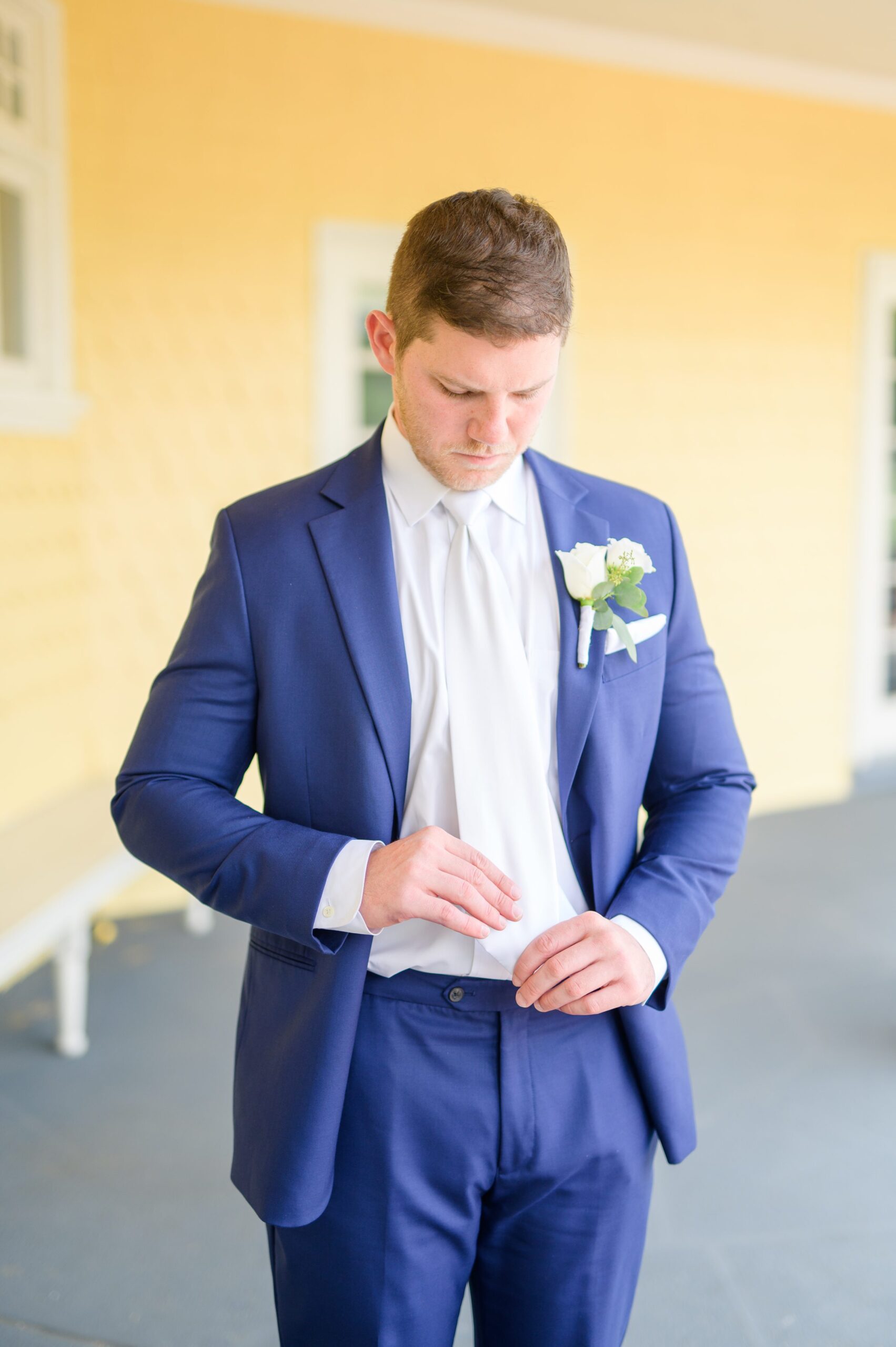 Silver Sage and Navy Summer wedding day at the Philadelphia Cricket Club Photographed by Baltimore Wedding Photographer Cait Kramer Photography