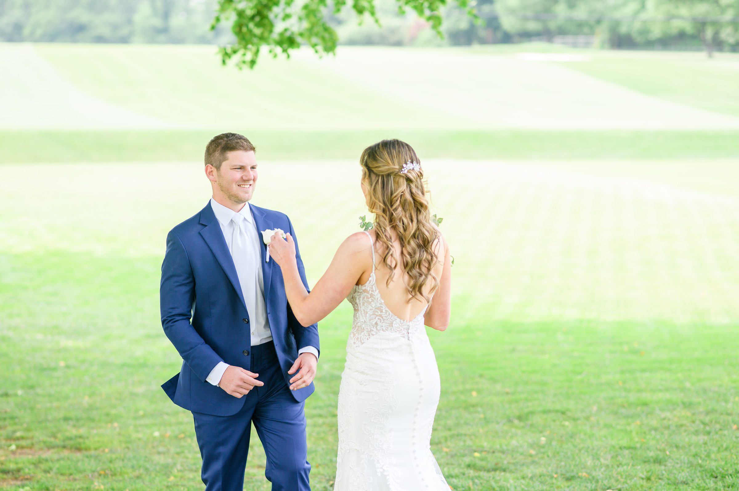 Silver Sage and Navy Summer wedding day at the Philadelphia Cricket Club Photographed by Baltimore Wedding Photographer Cait Kramer Photography